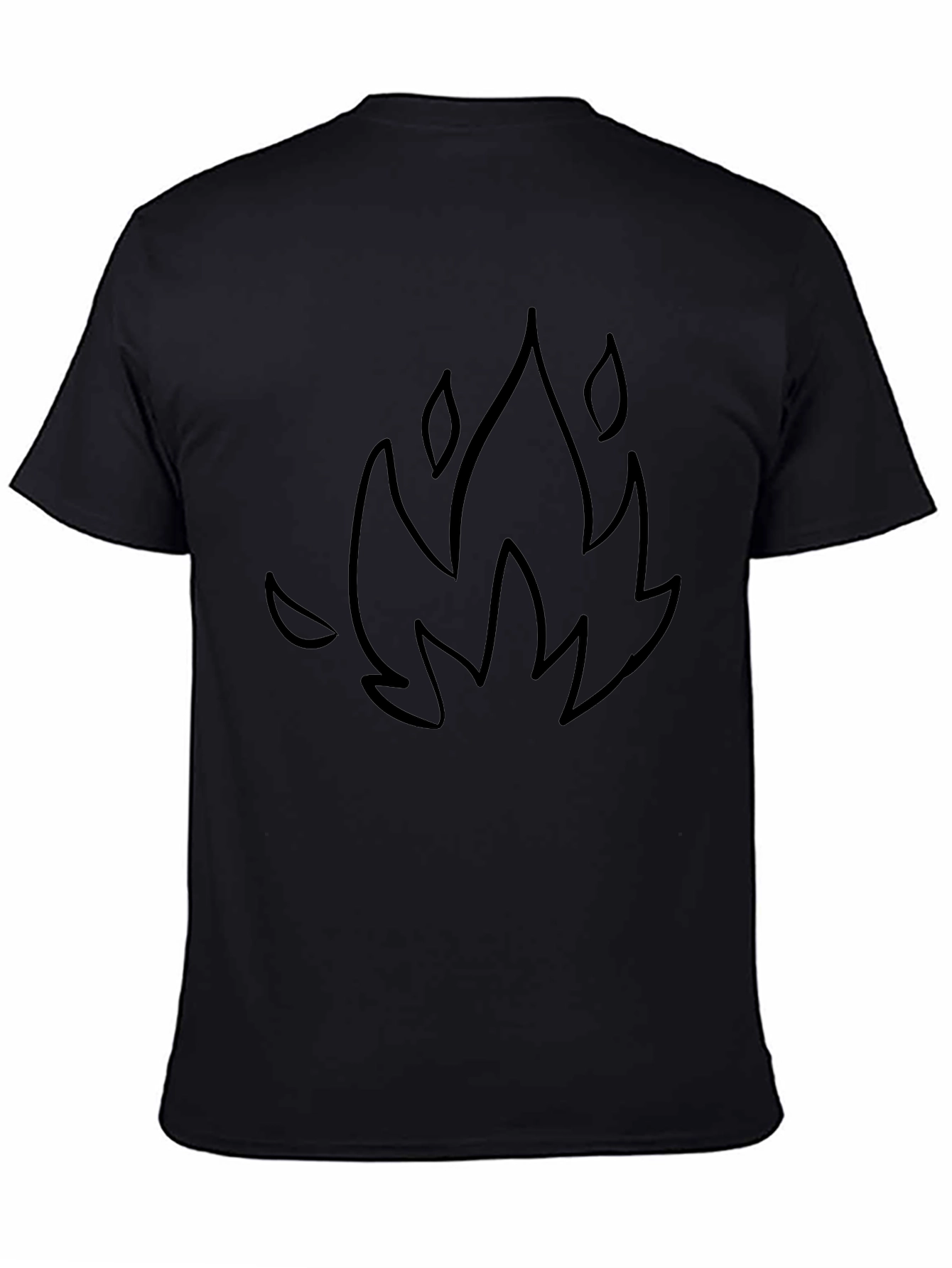 Black T-Shirt with Flame Graphic