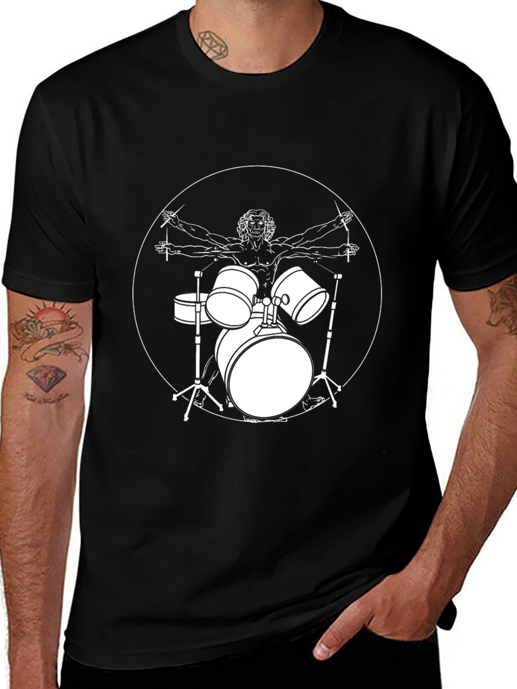 Vitruvian Drummer Graphic T-Shirt