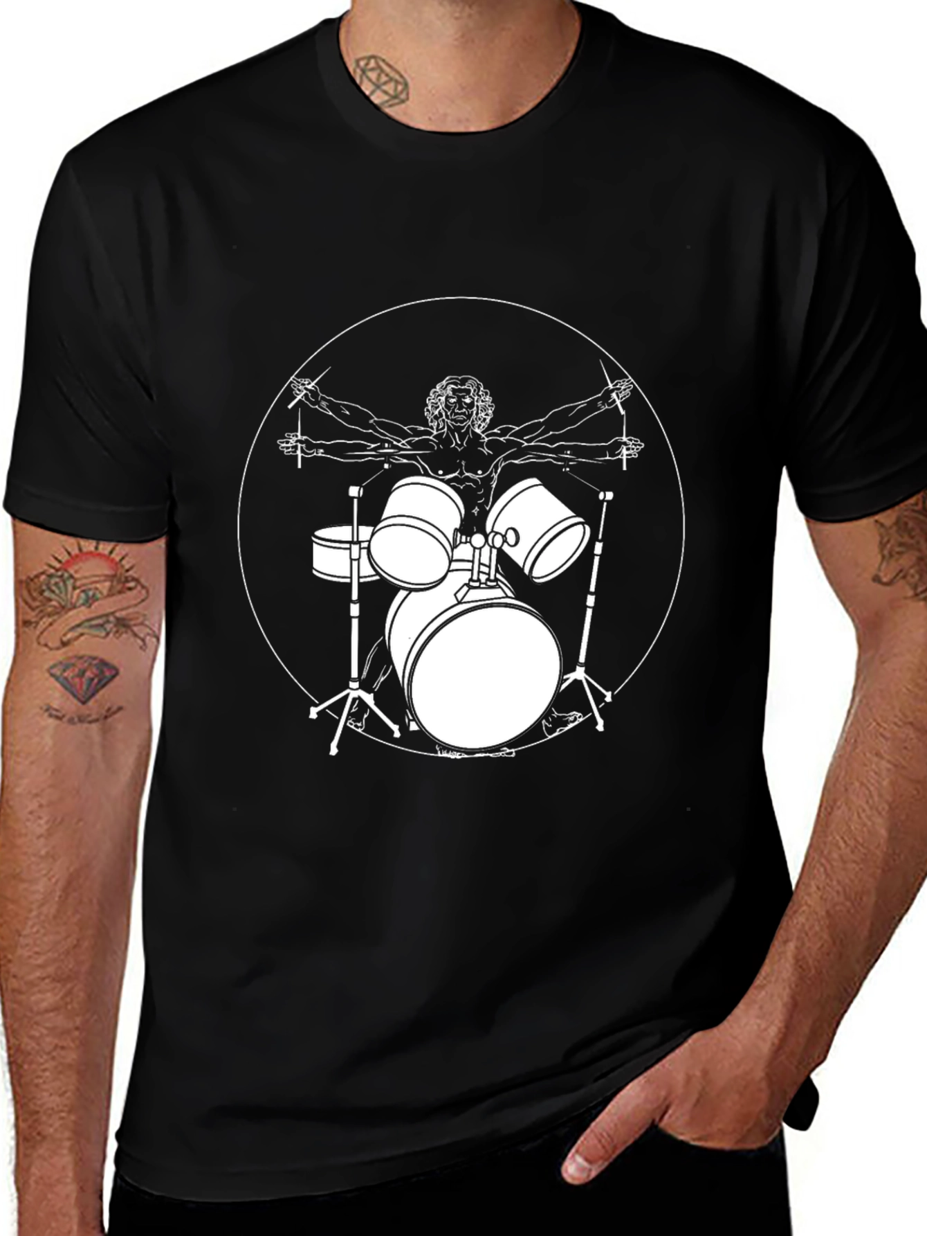 Vitruvian Drummer Graphic T-Shirt