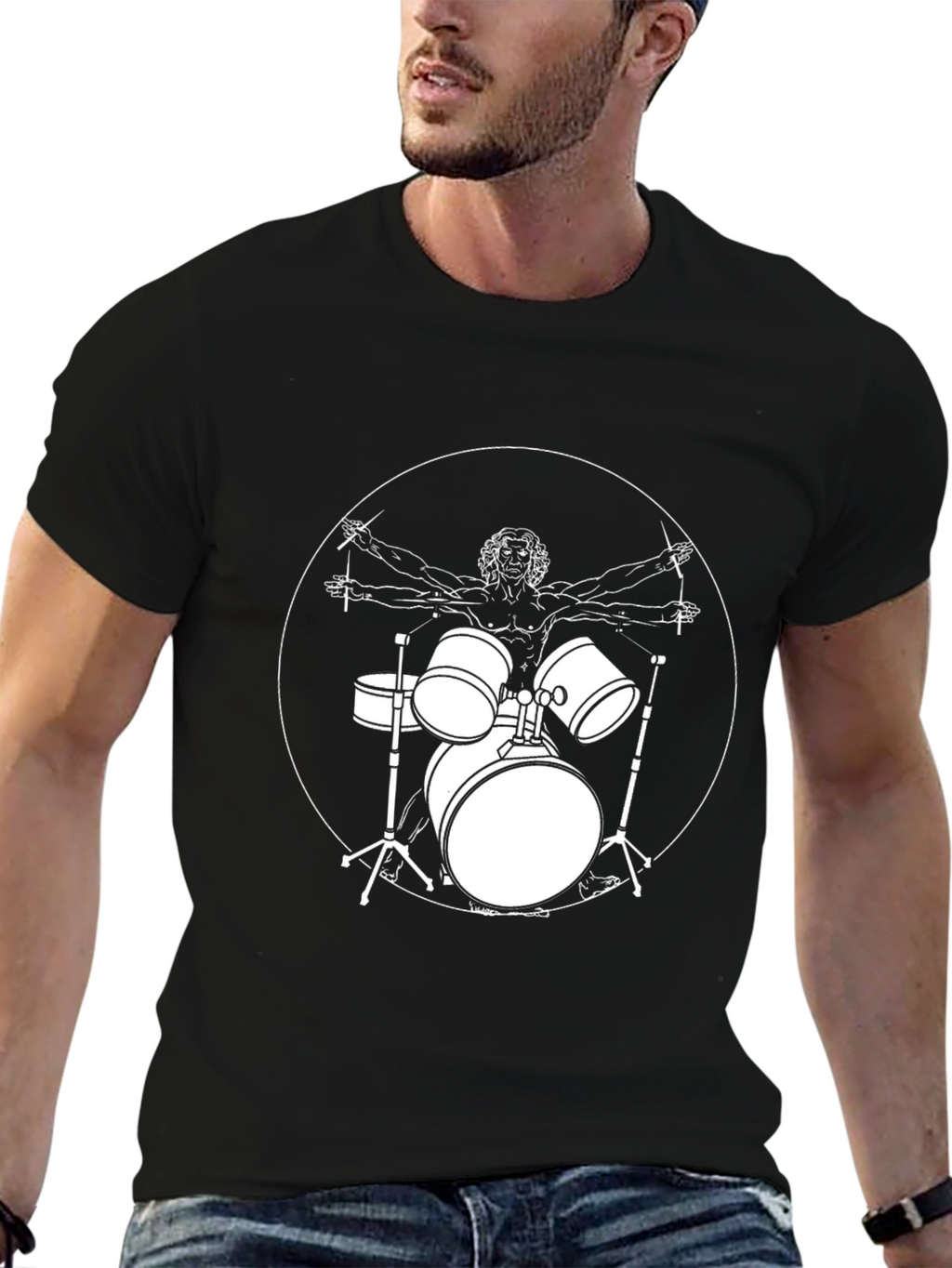 Vitruvian Drummer Graphic T-Shirt