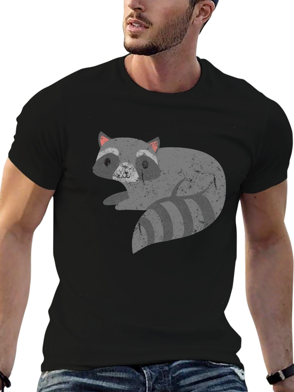 Cool Raccoon Graphic Tee - Unisex Black T-Shirt