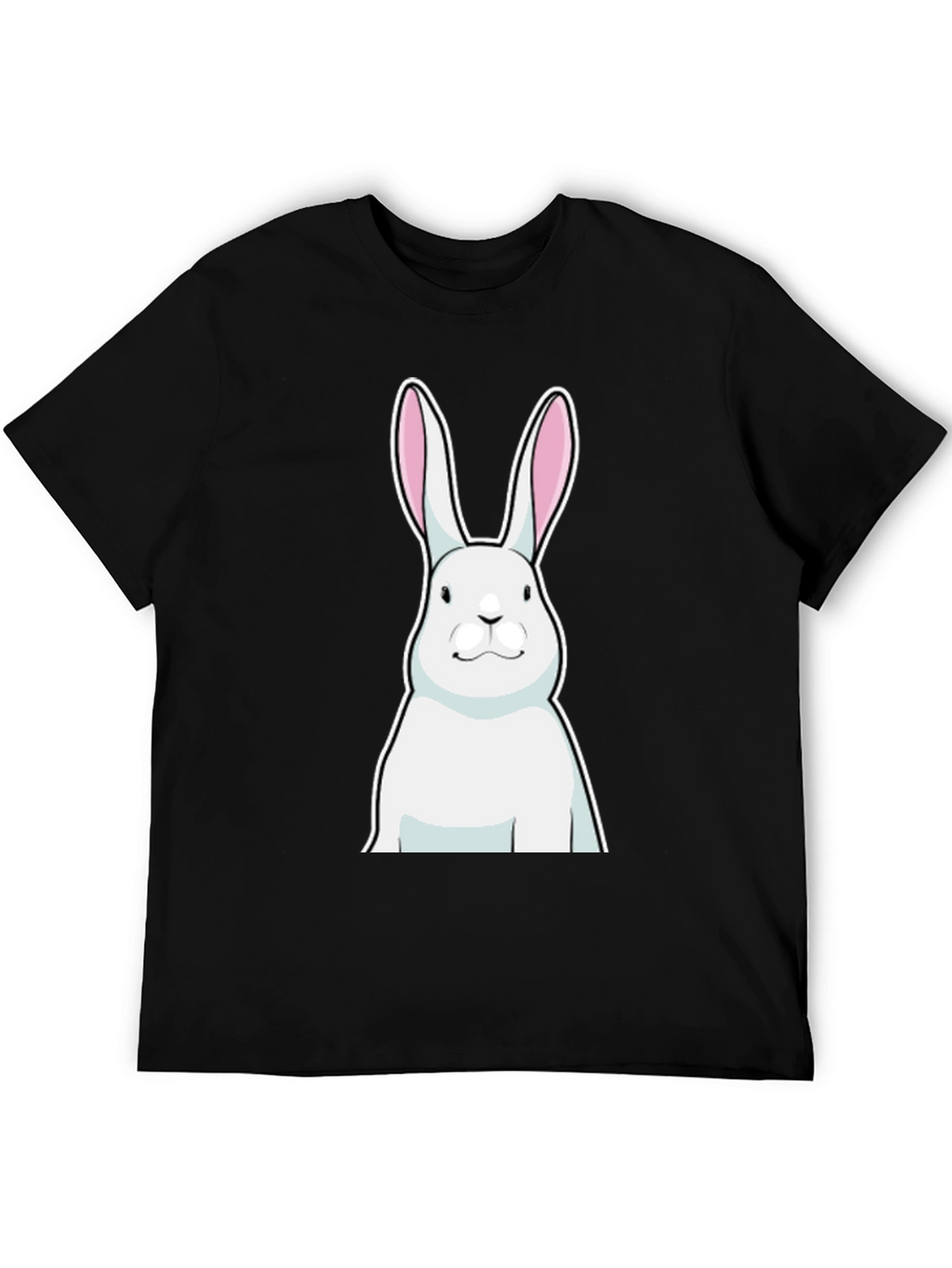 Black T-Shirt with White Rabbit Graphic