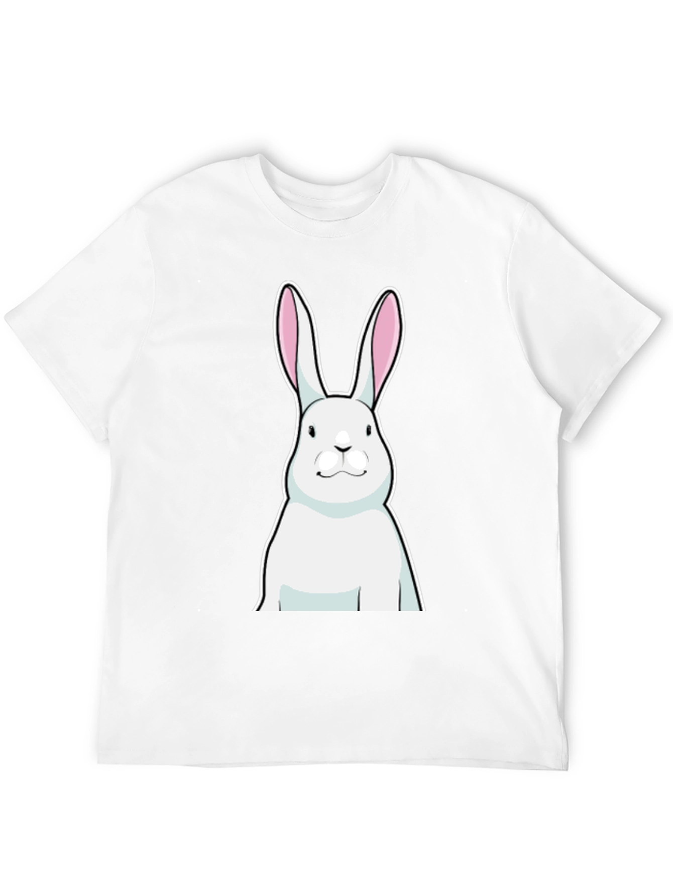 Black T-Shirt with White Rabbit Graphic
