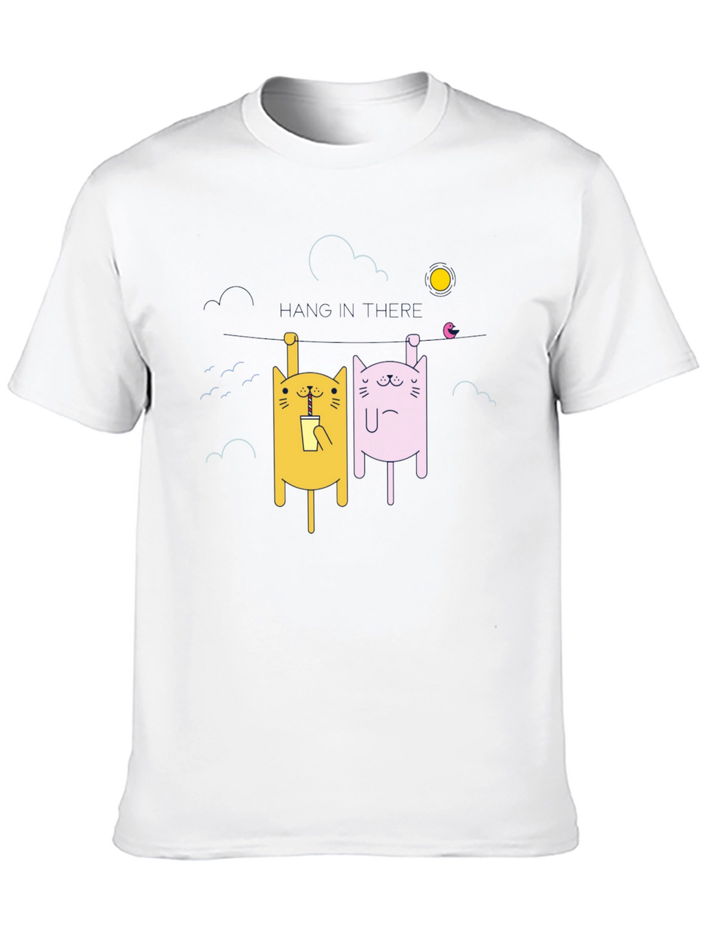 Cartoon Cat Graphic T-Shirt - Unisex Black Tee