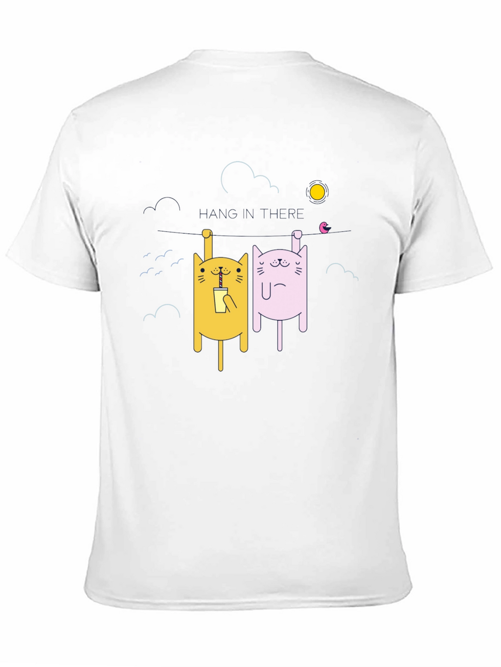 Cartoon Cat Graphic T-Shirt - Unisex Black Tee