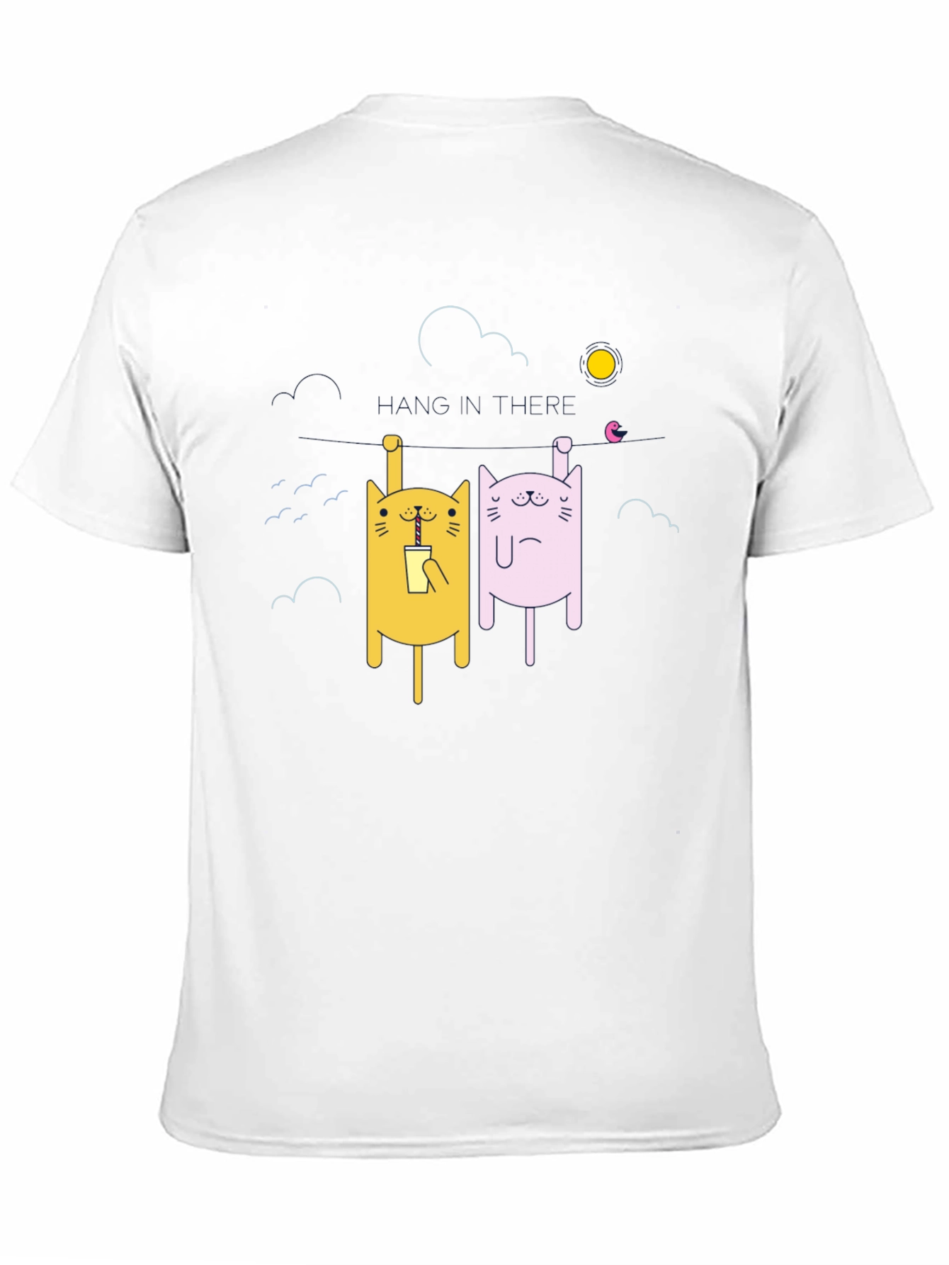 Cartoon Cat Graphic T-Shirt - Unisex Black Tee