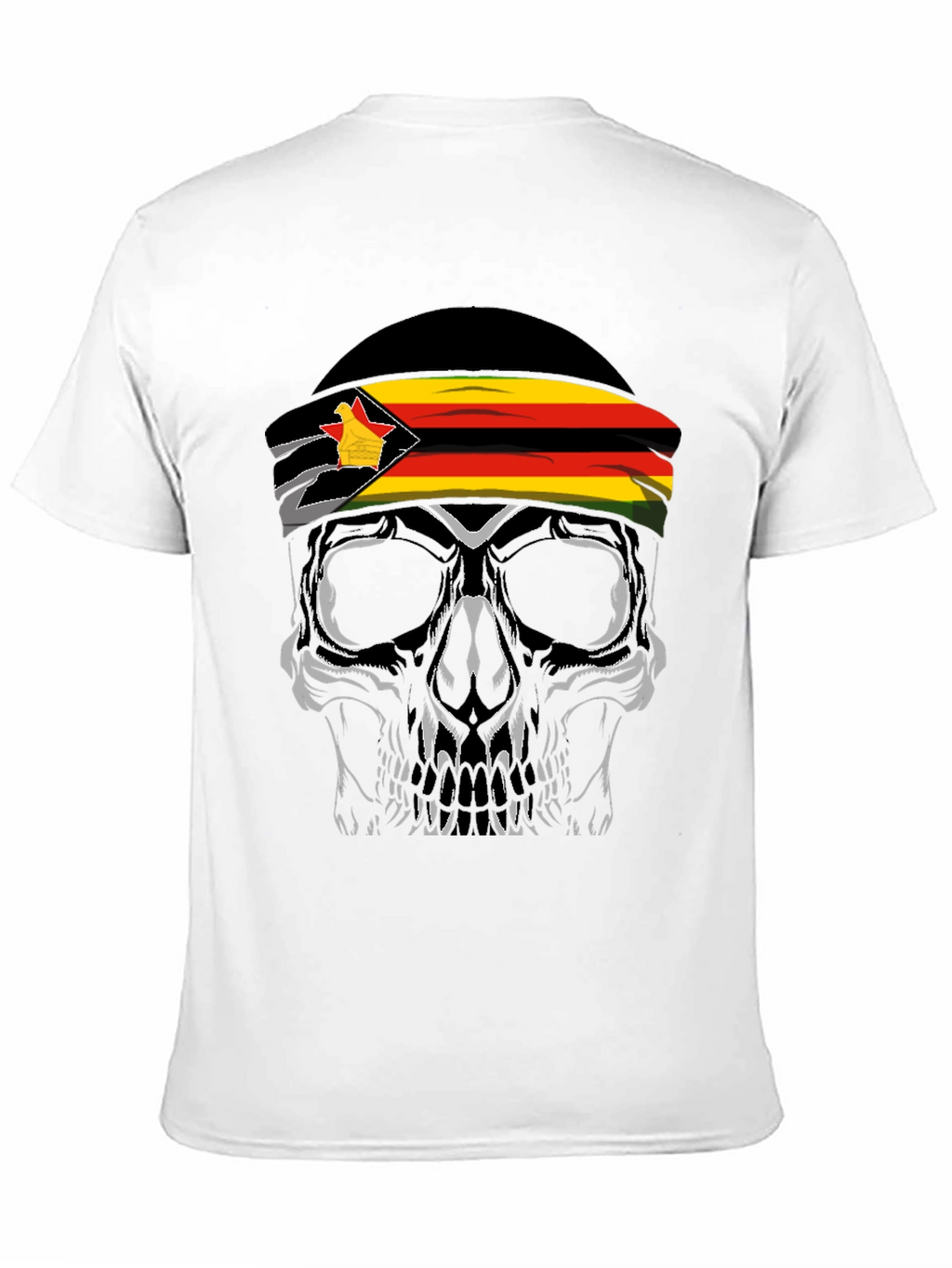 Zimbabwe Flag Skull Graphic T-Shirt