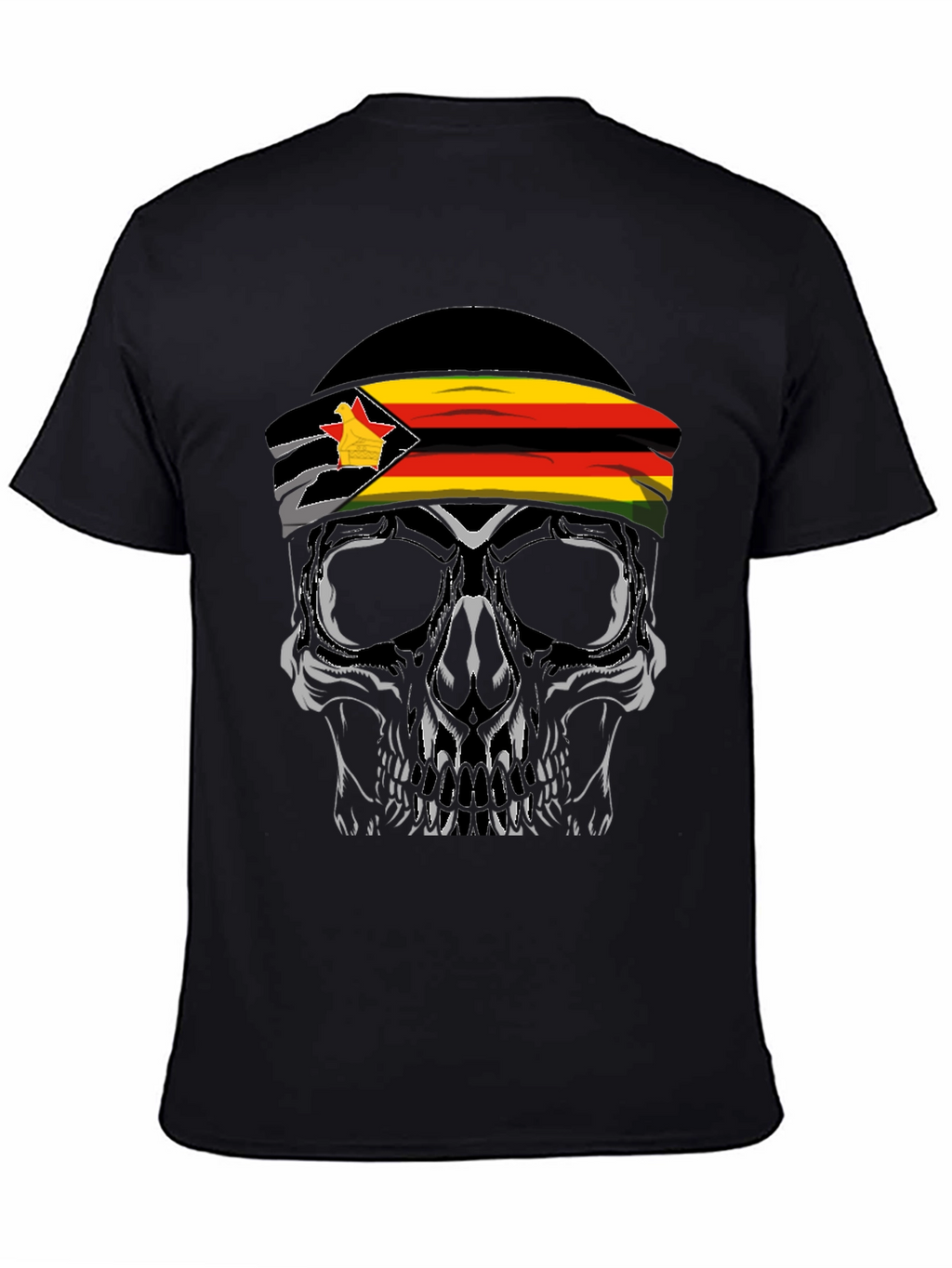 Zimbabwe Flag Skull Graphic T-Shirt