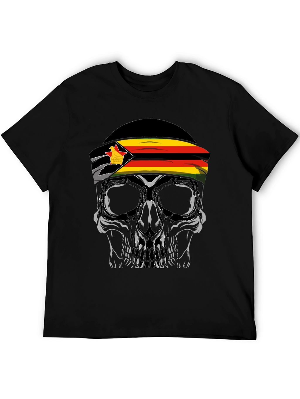 Zimbabwe Flag Skull Graphic T-Shirt