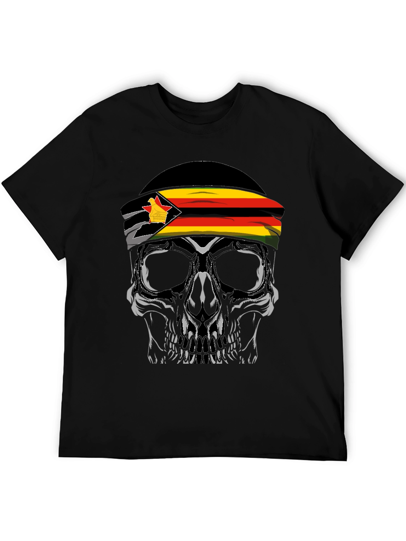Zimbabwe Flag Skull Graphic T-Shirt