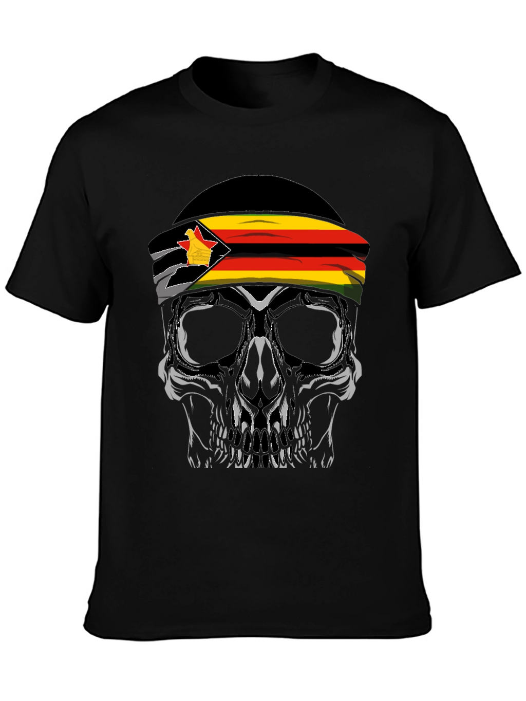 Zimbabwe Flag Skull Graphic T-Shirt