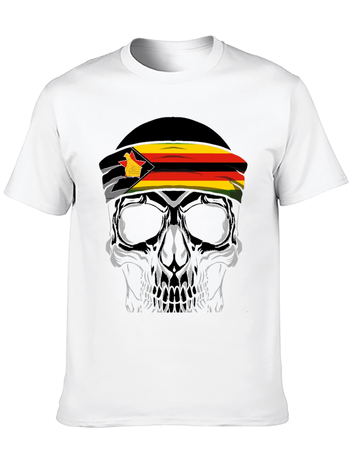 Zimbabwe Flag Skull Graphic T-Shirt