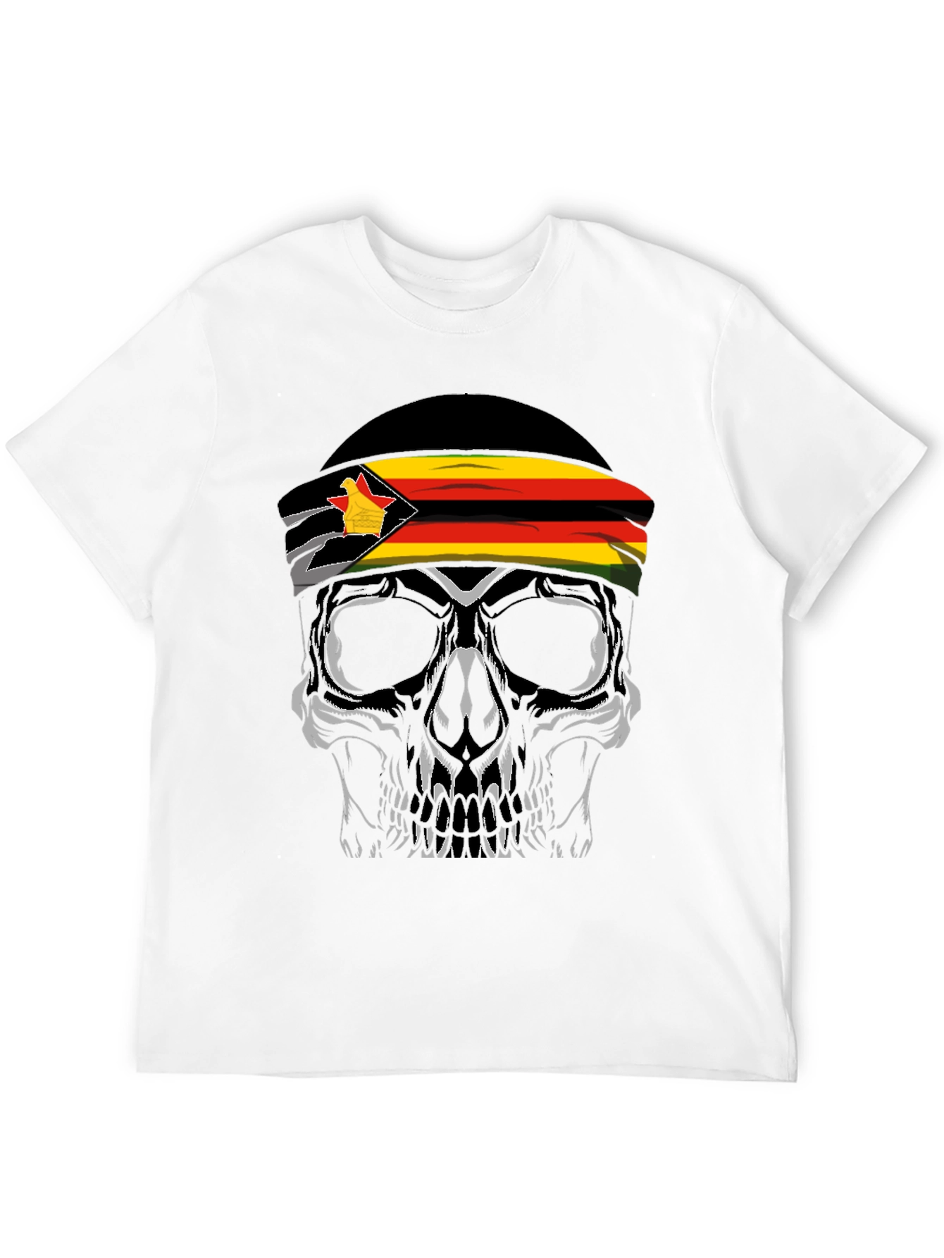 Zimbabwe Flag Skull Graphic T-Shirt
