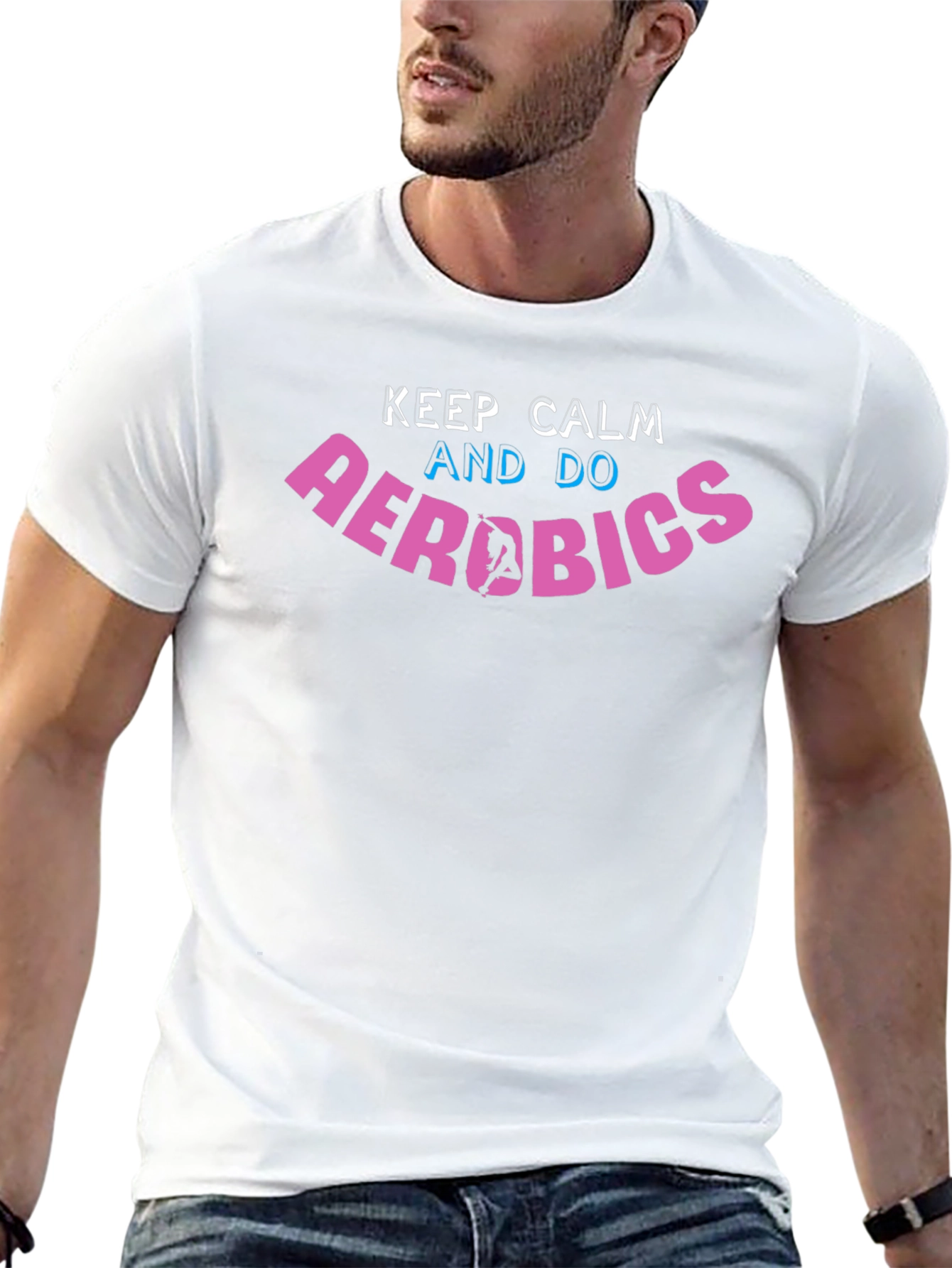 Keep Calm and Do Aerobics Graphic Black T-Shirt