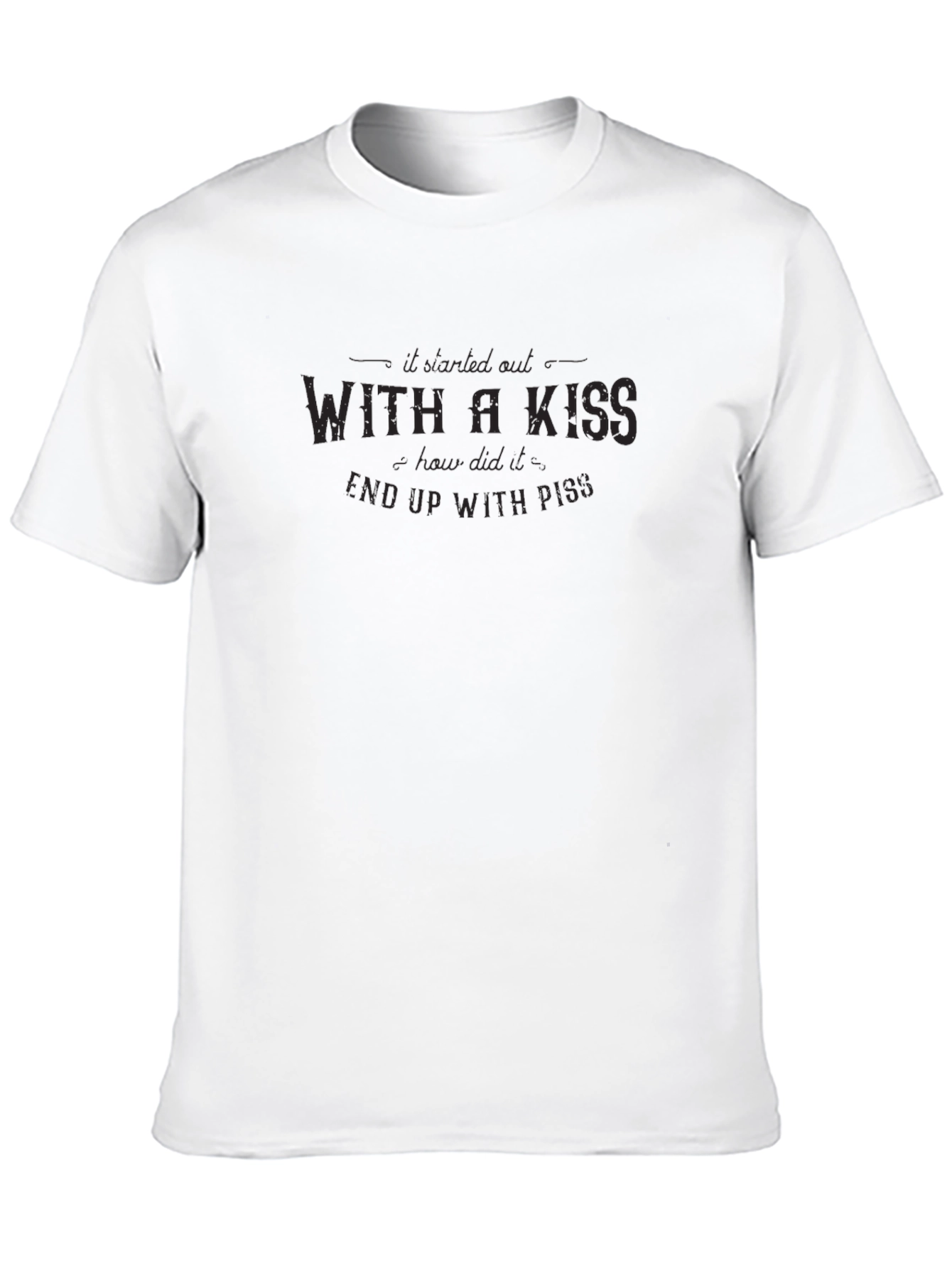 Black T-Shirt with With a Kiss Slogan
