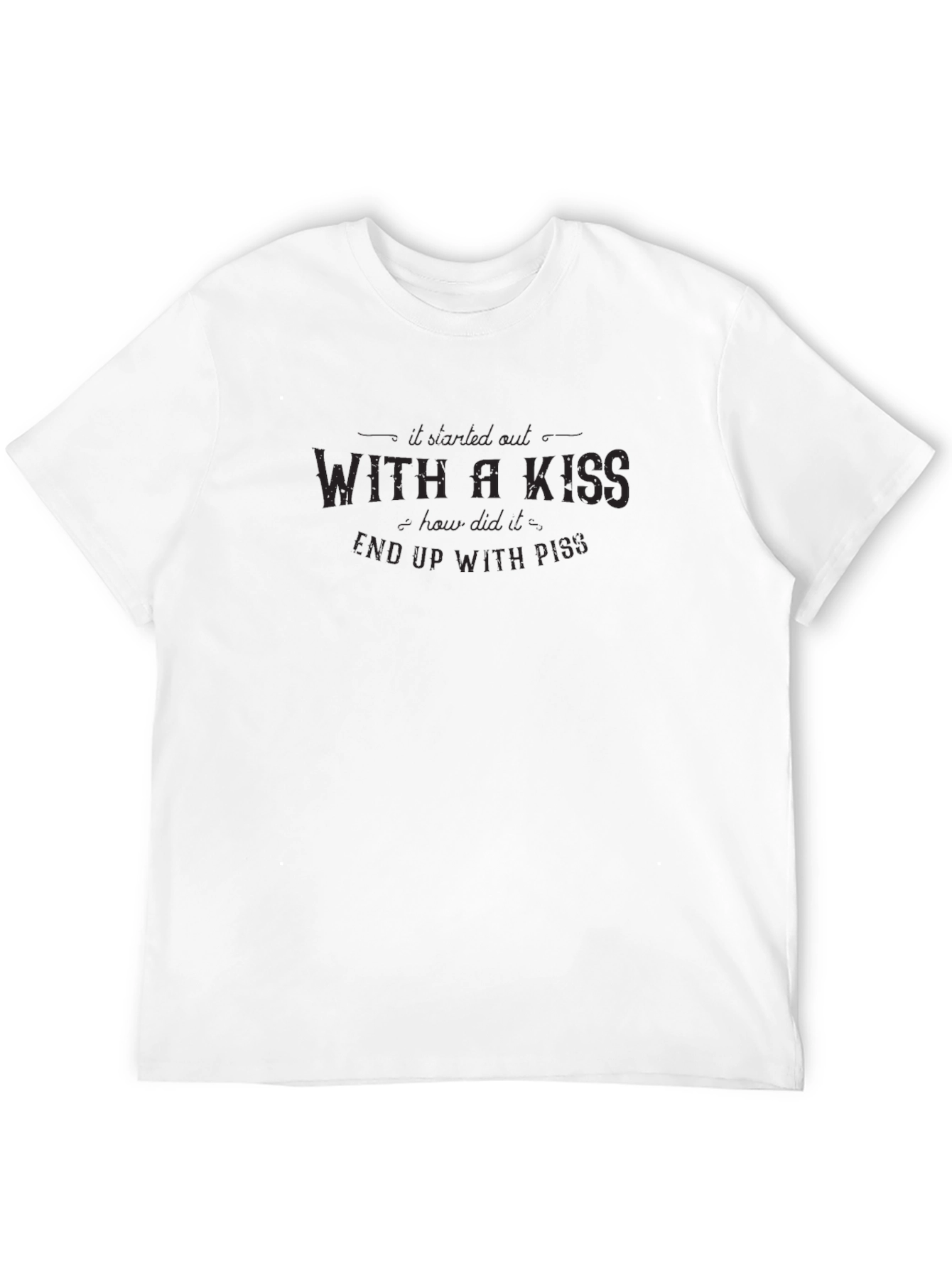 Black T-Shirt with With a Kiss Slogan