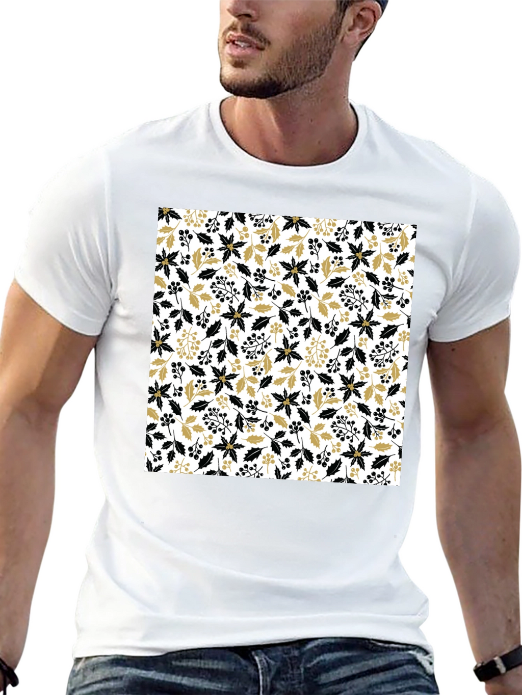 Floral Pattern Crew Neck Tee