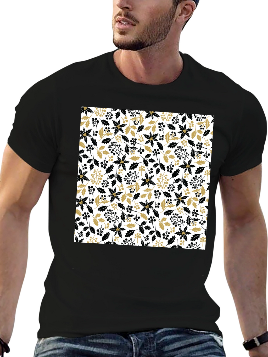 Floral Pattern Crew Neck Tee