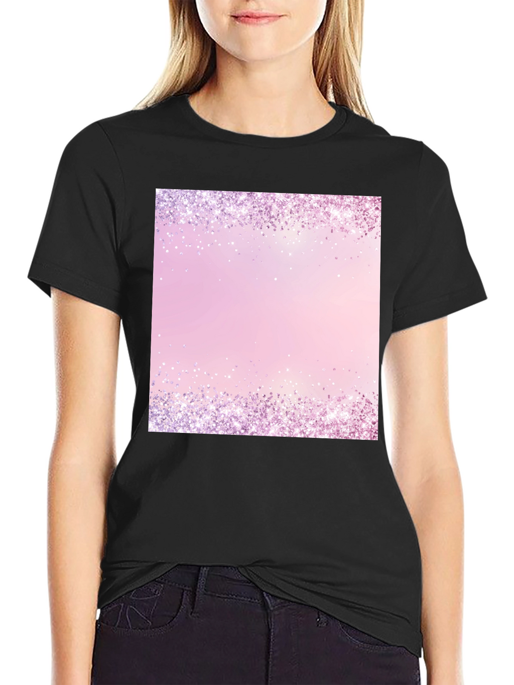 Sparkling Border Graphic Print T-Shirt