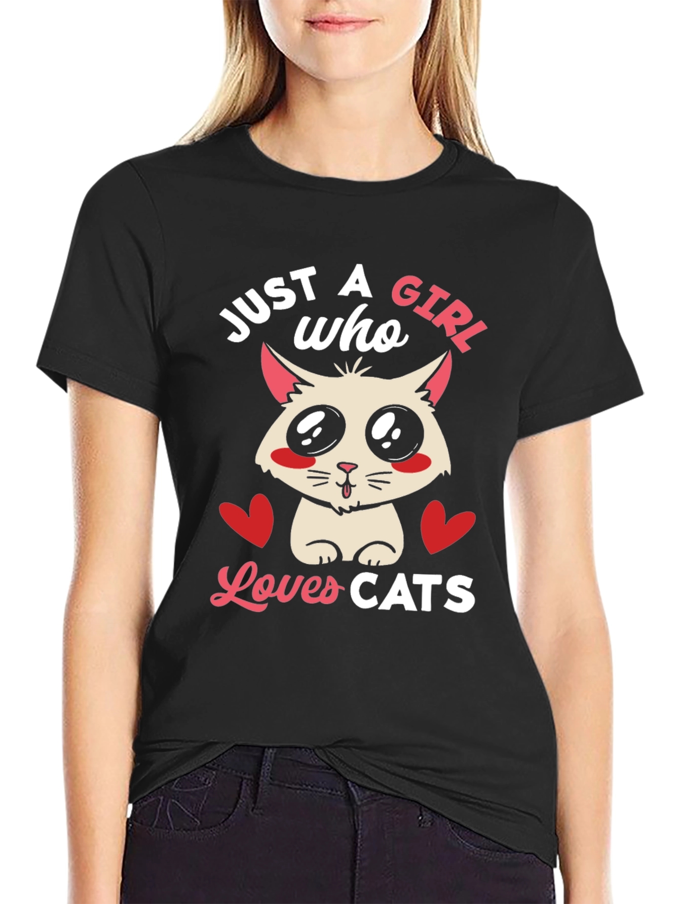 Just A Girl Who Loves Cats T-Shirt Cute Kitten Tee