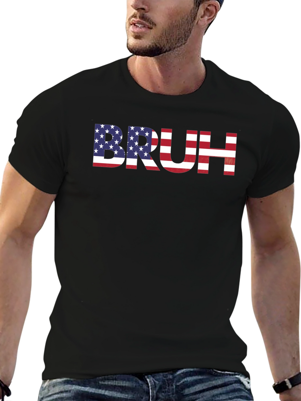 American Flag Bruh Graphic T-Shirt