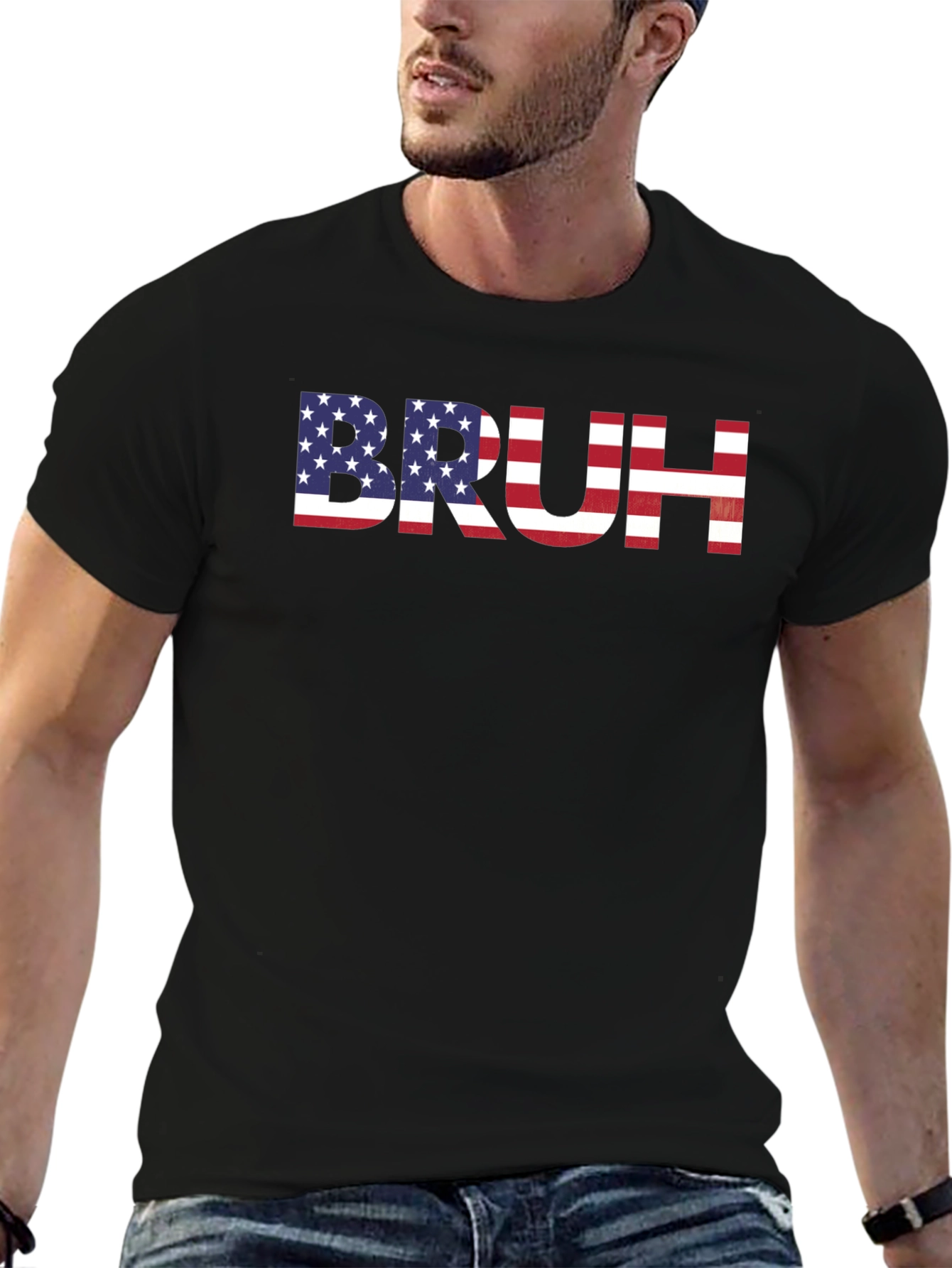 American Flag Bruh Graphic T-Shirt