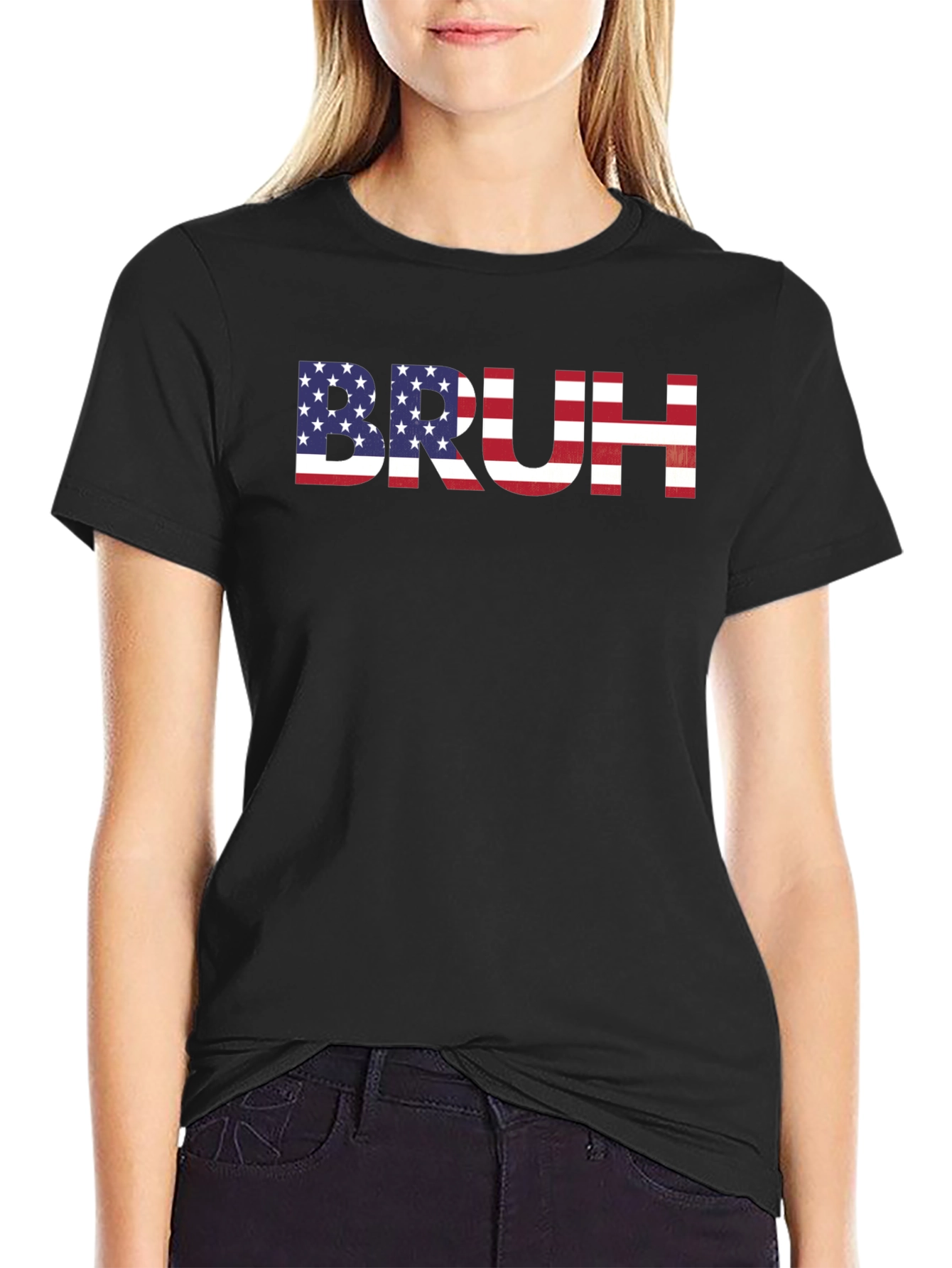 American Flag Bruh Graphic T-Shirt