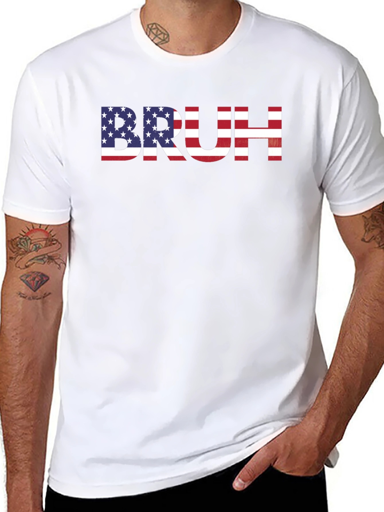 American Flag Bruh Graphic T-Shirt