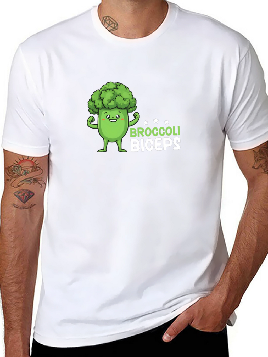 Broccoli Biceps Black T-Shirt - Funny Gym Tee