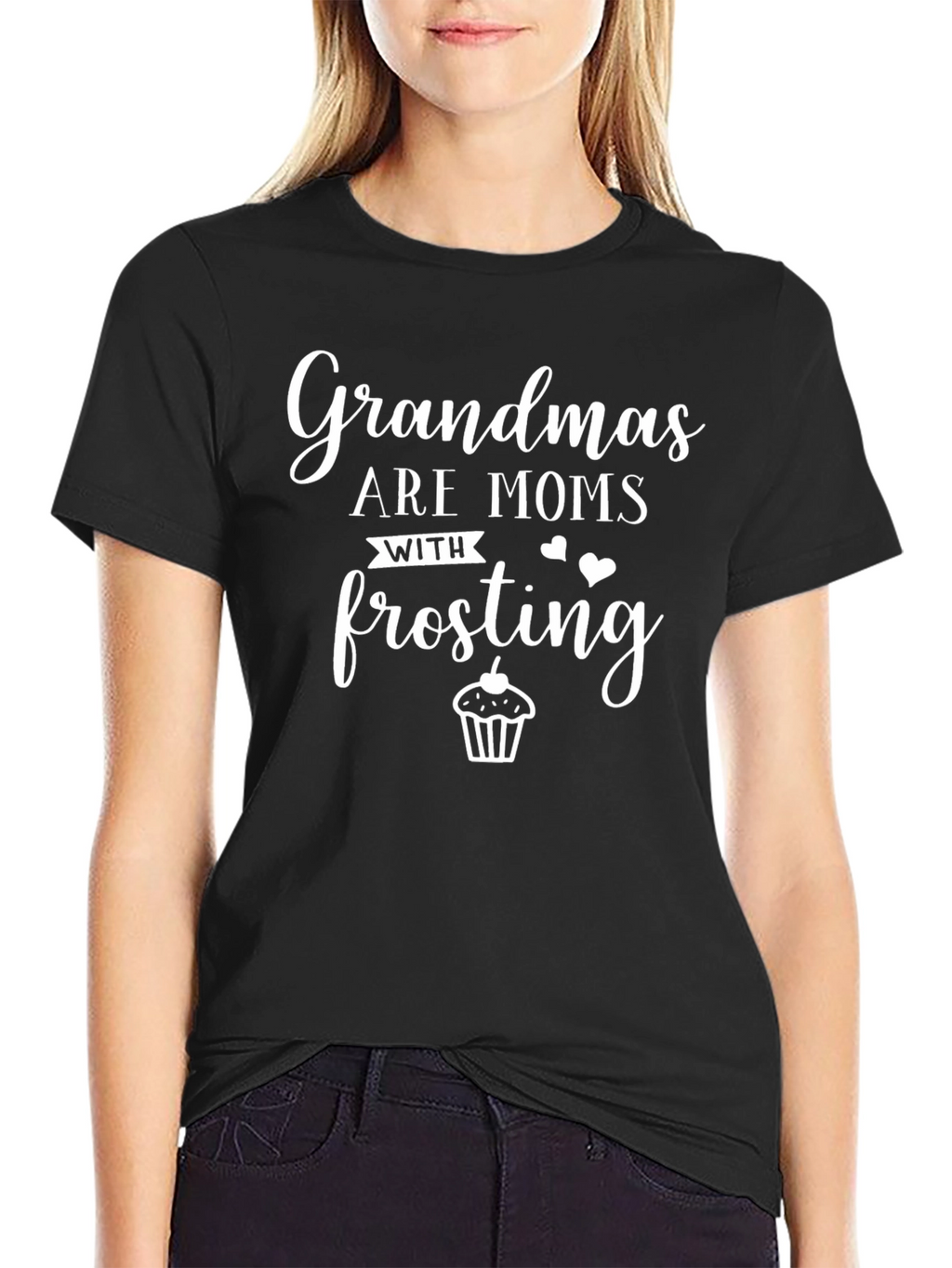 Grandmas are Moms with Frosting Black T-Shirt