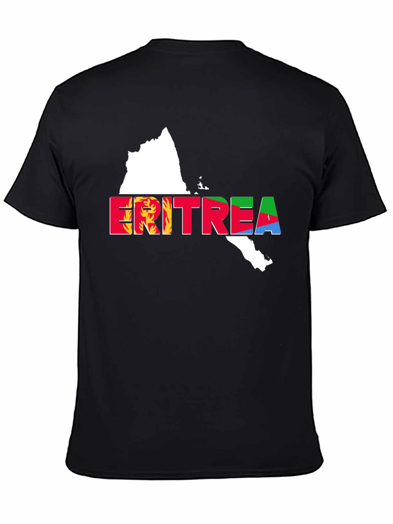 Eritrea Map Flag T-Shirt - Black Cotton Tee
