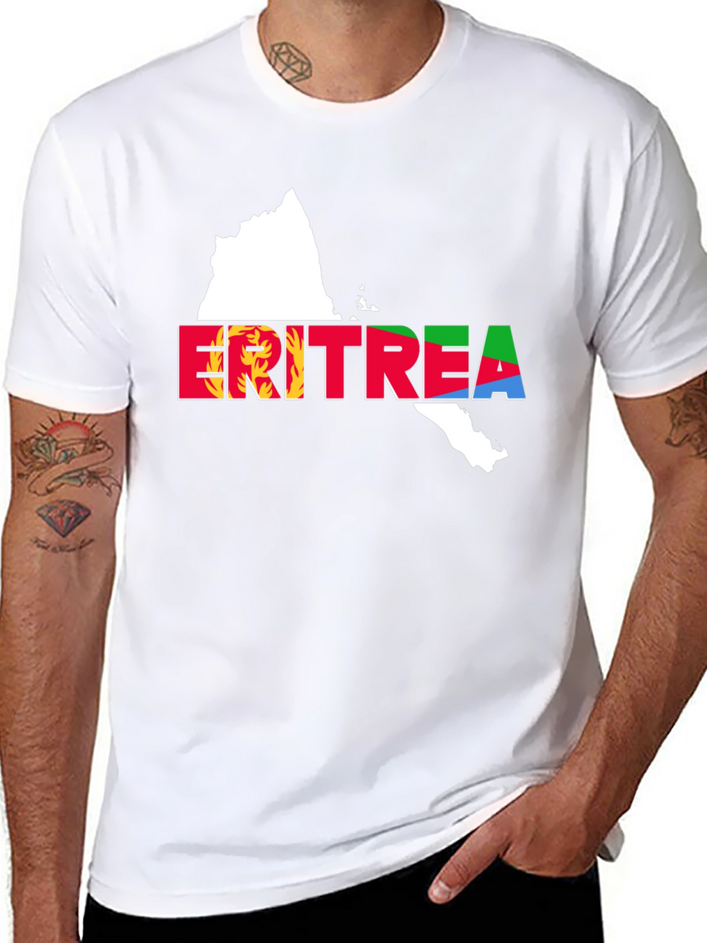 Eritrea Map Flag T-Shirt - Black Cotton Tee