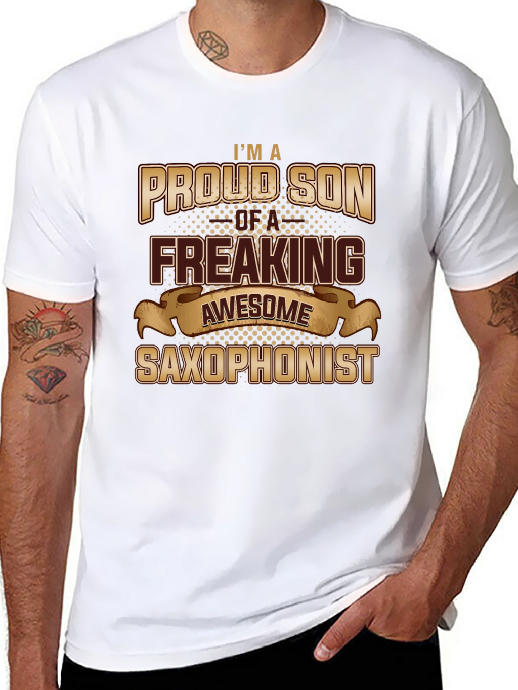 Proud Son Awesome Saxophonist Black Graphic Tee