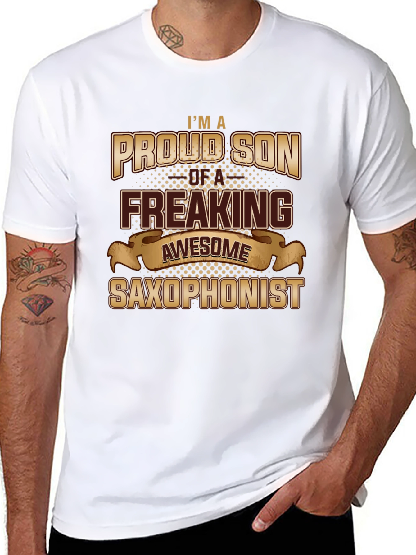 Proud Son Awesome Saxophonist Black Graphic Tee