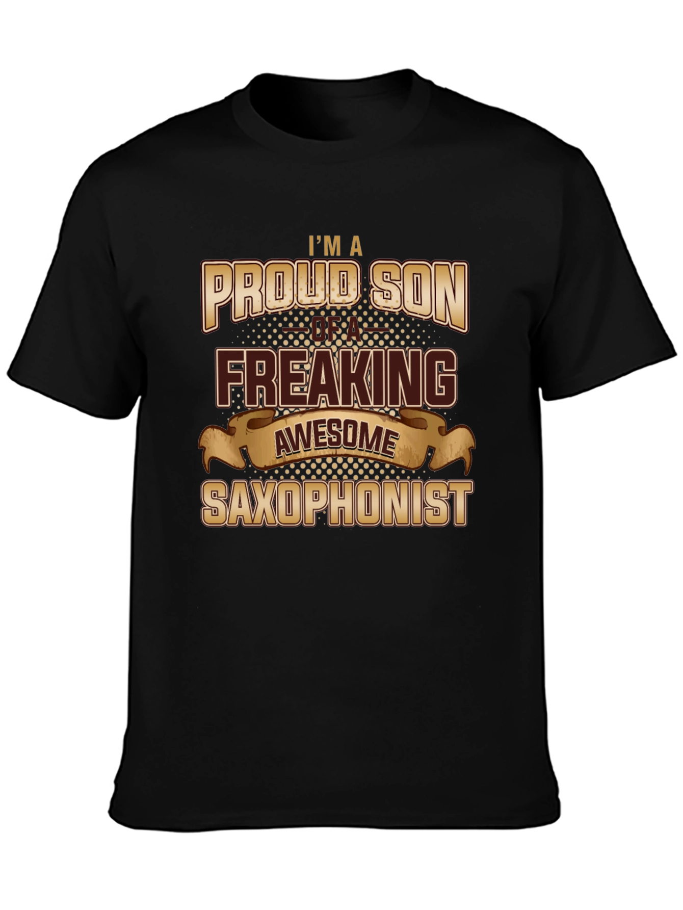 Proud Son Awesome Saxophonist Black Graphic Tee