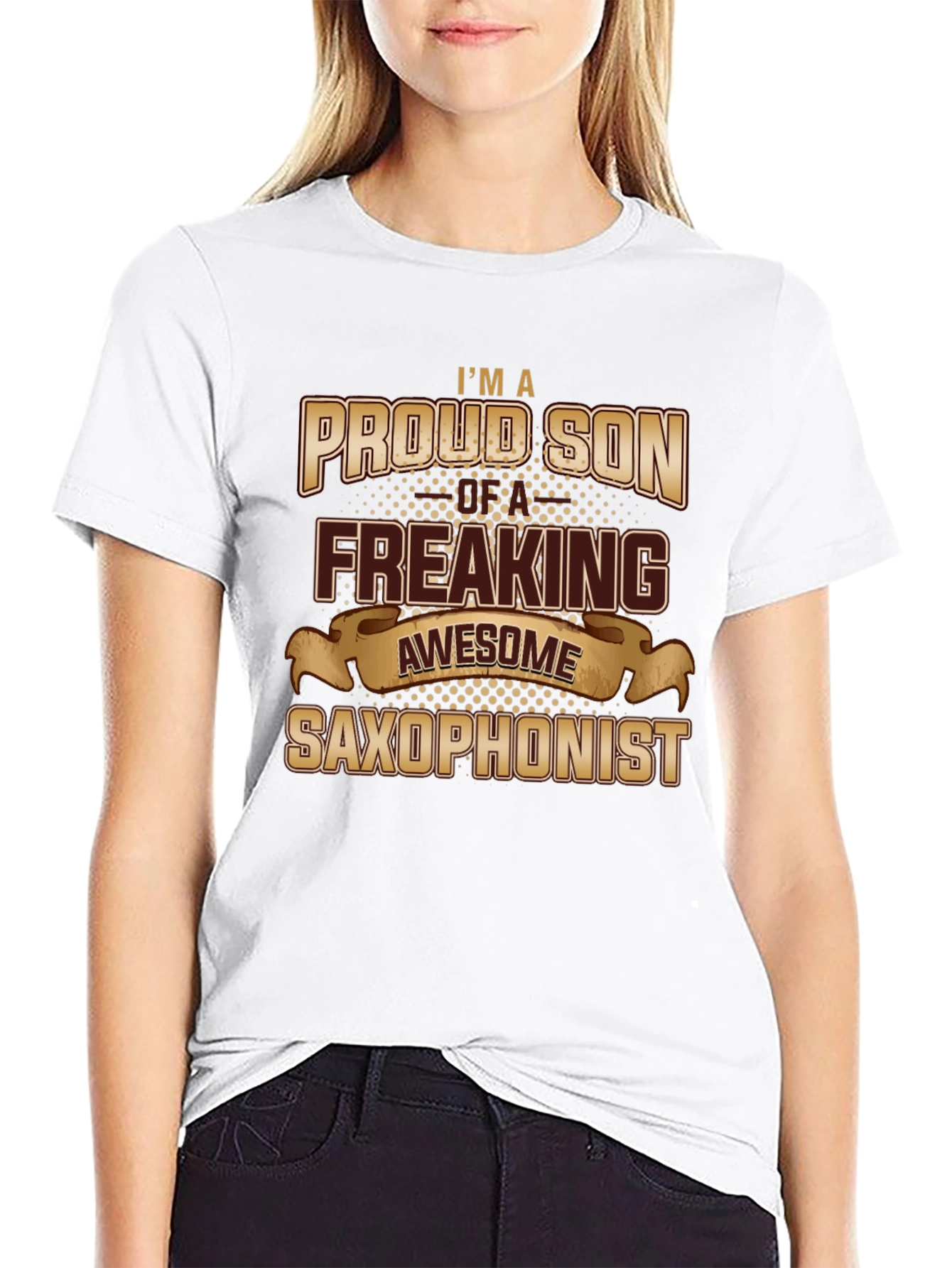 Proud Son Awesome Saxophonist Black Graphic Tee