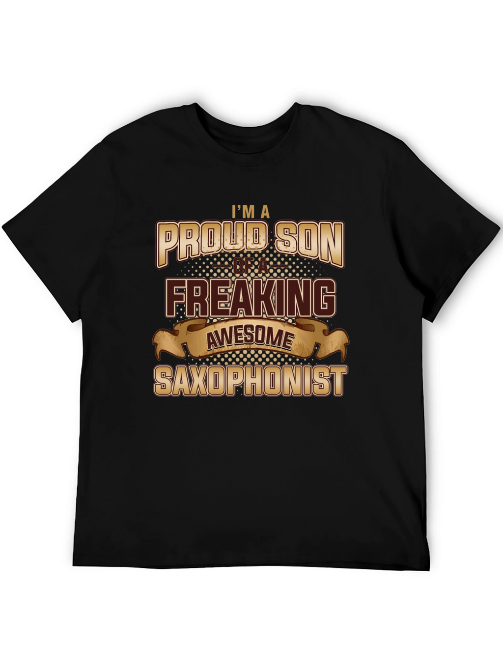 Proud Son Awesome Saxophonist Black Graphic Tee