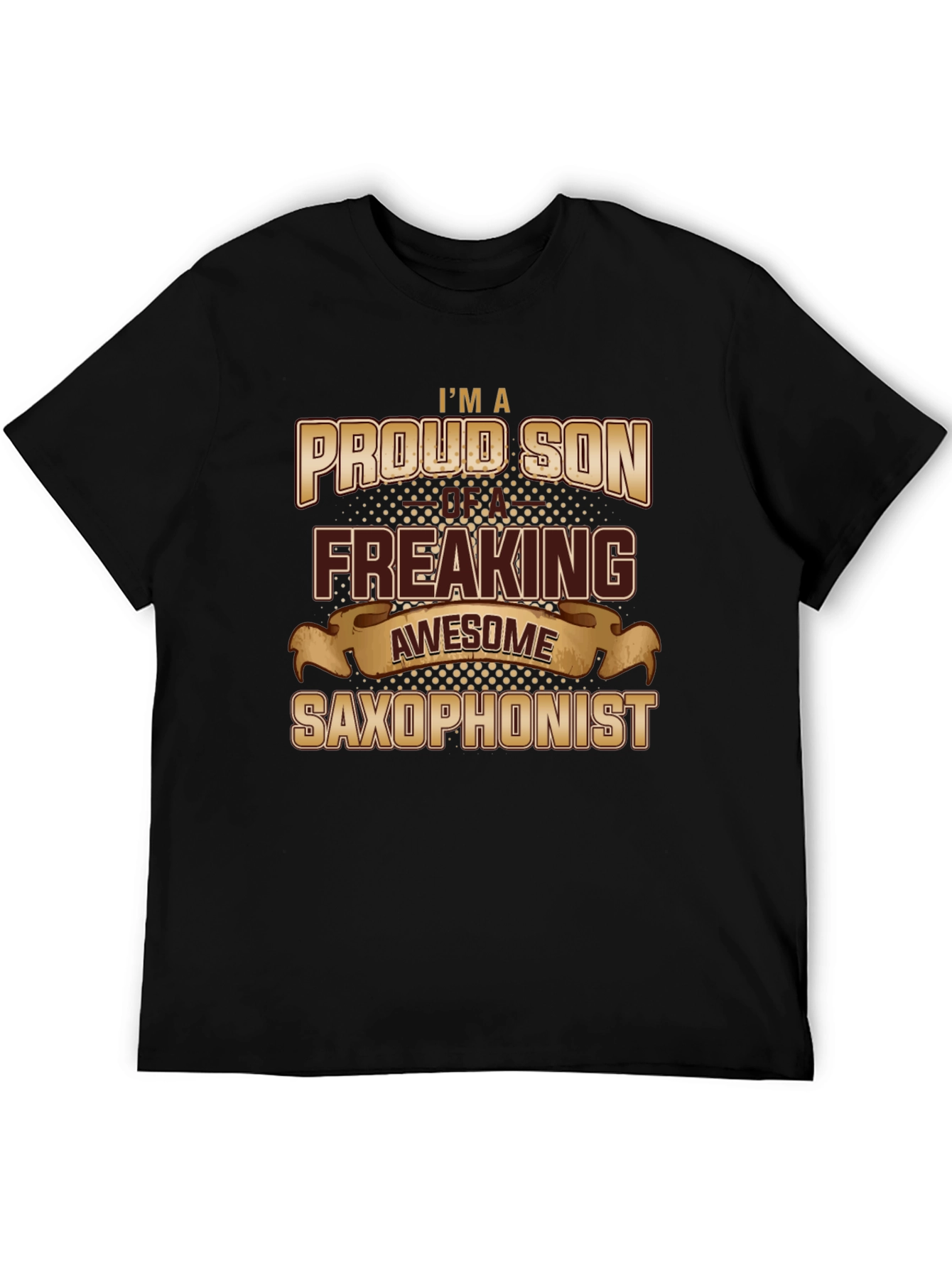 Proud Son Awesome Saxophonist Black Graphic Tee