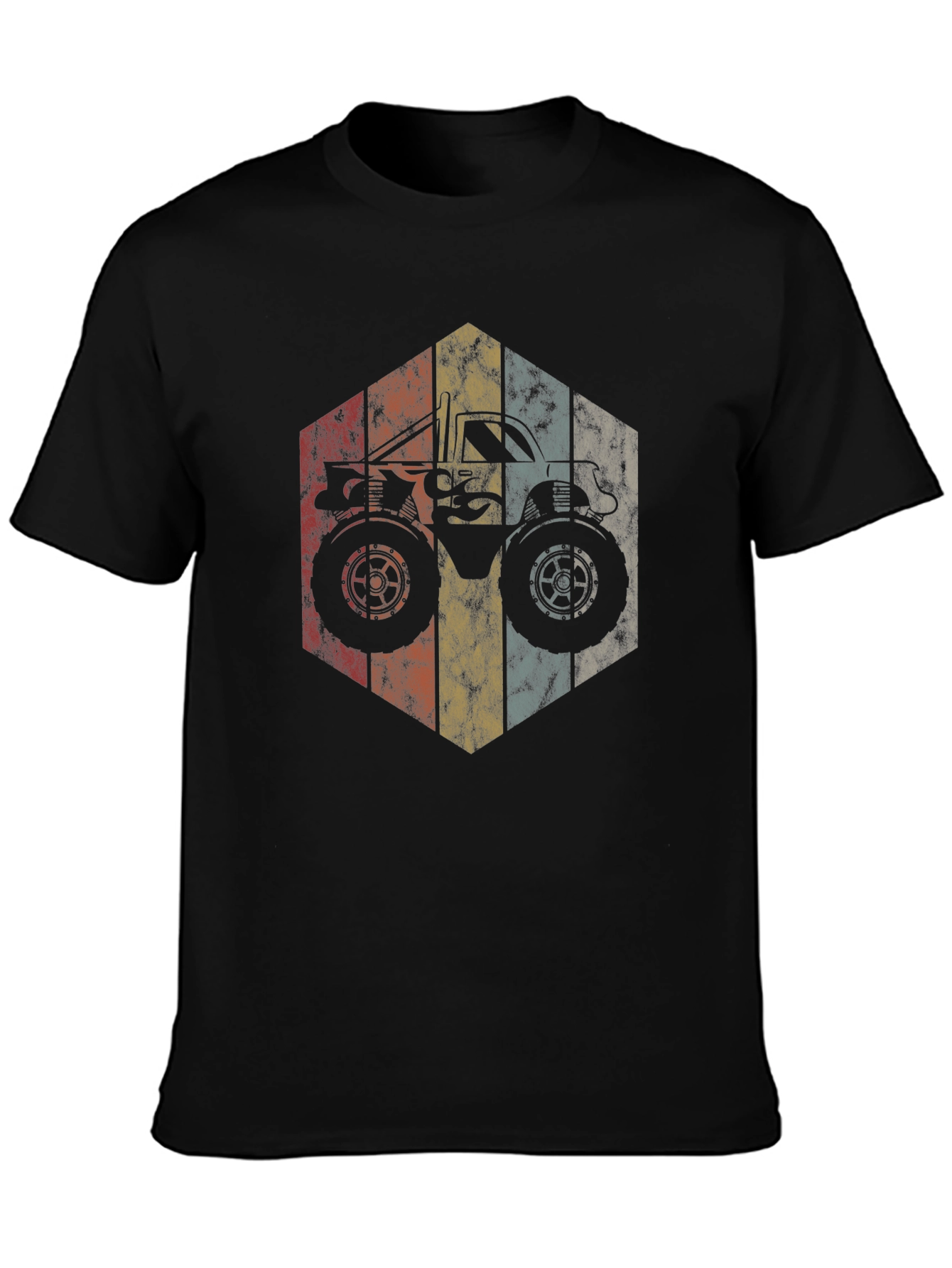 Vintage Monster Truck Hexagon Graphic Tee