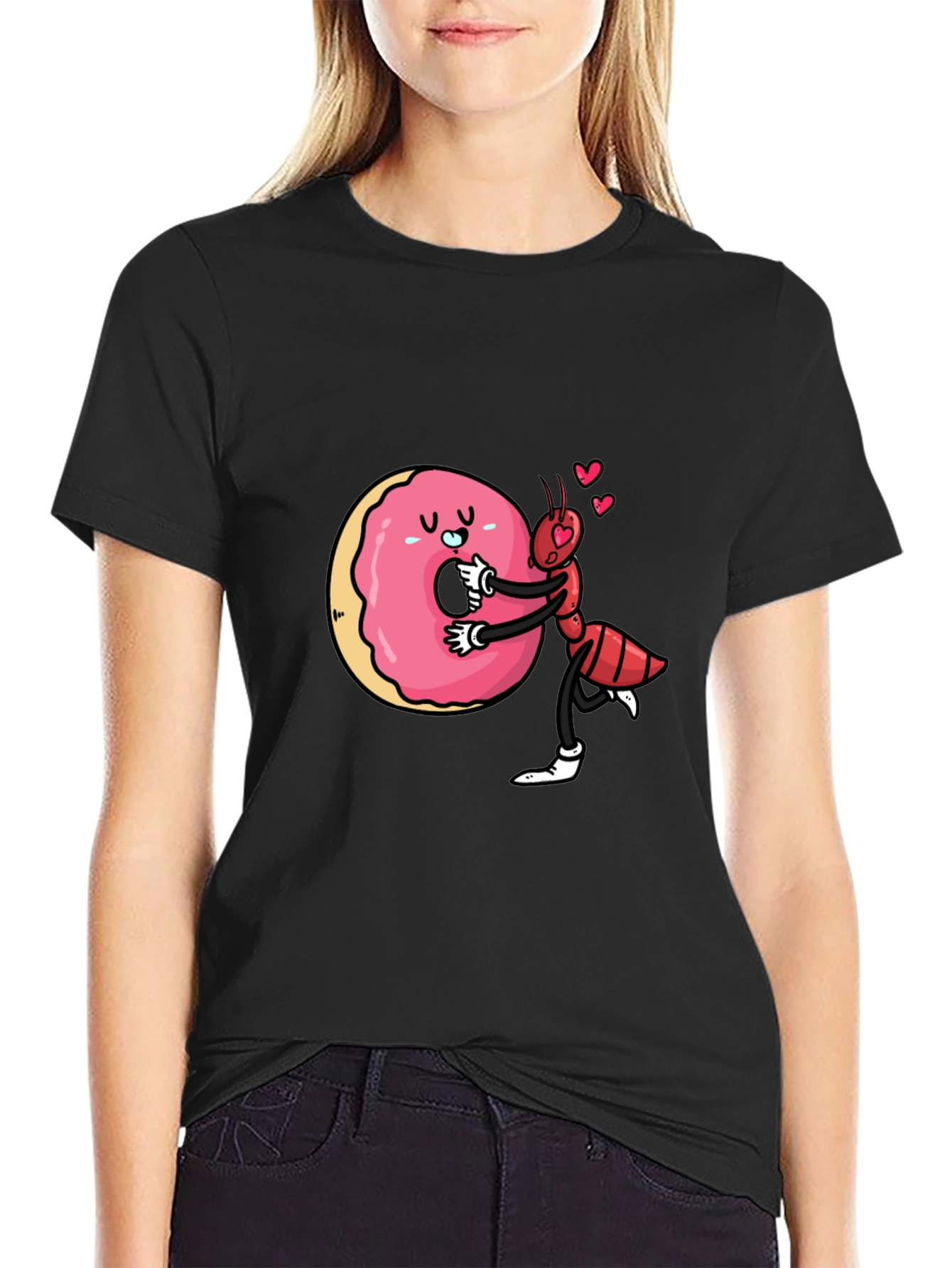 Ant Hugs Donut Graphic Tee - Unisex Crew Neck T-Shirt