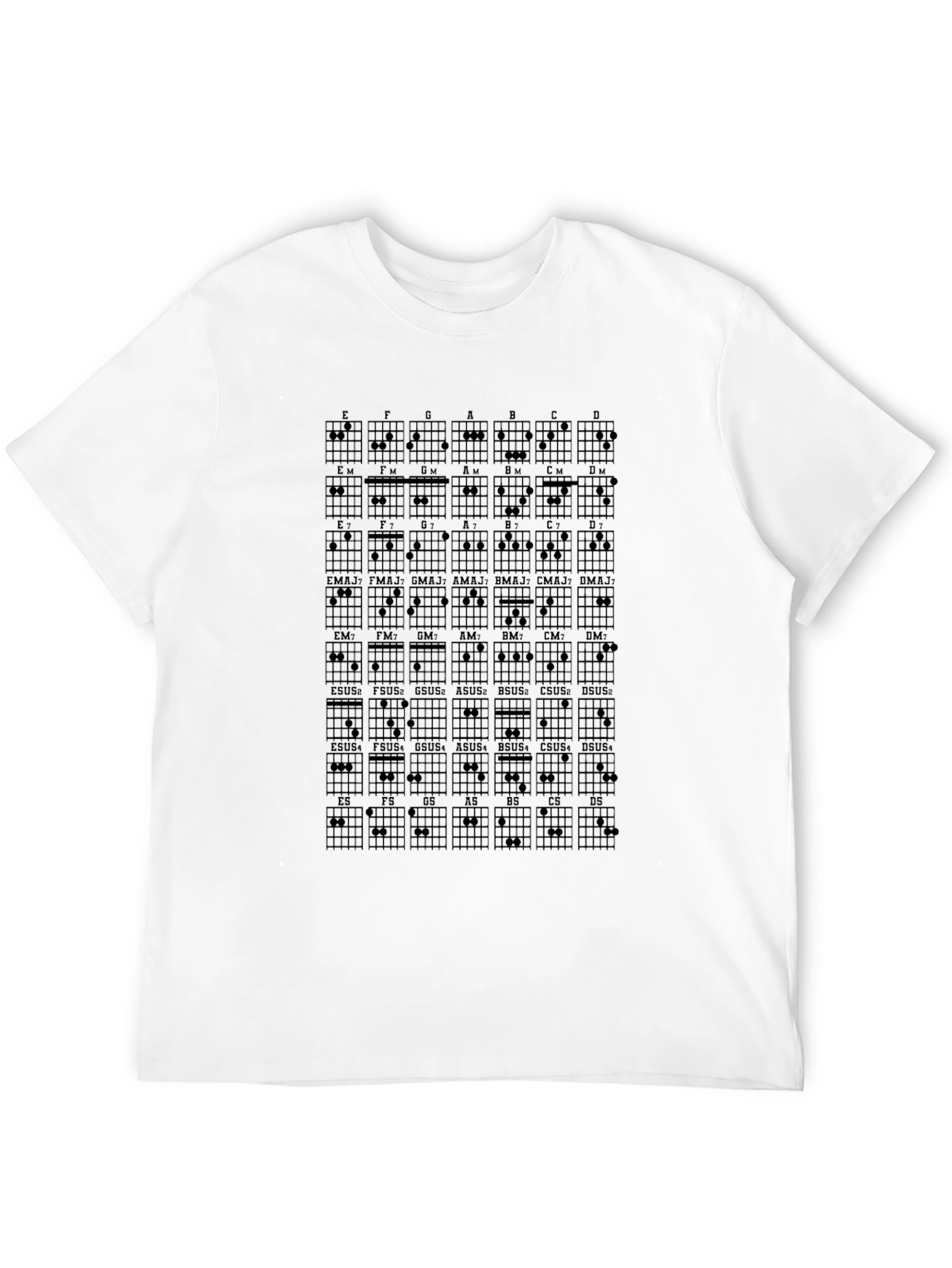 Guitar Chord Chart Graphic T-Shirt - Musician Tee