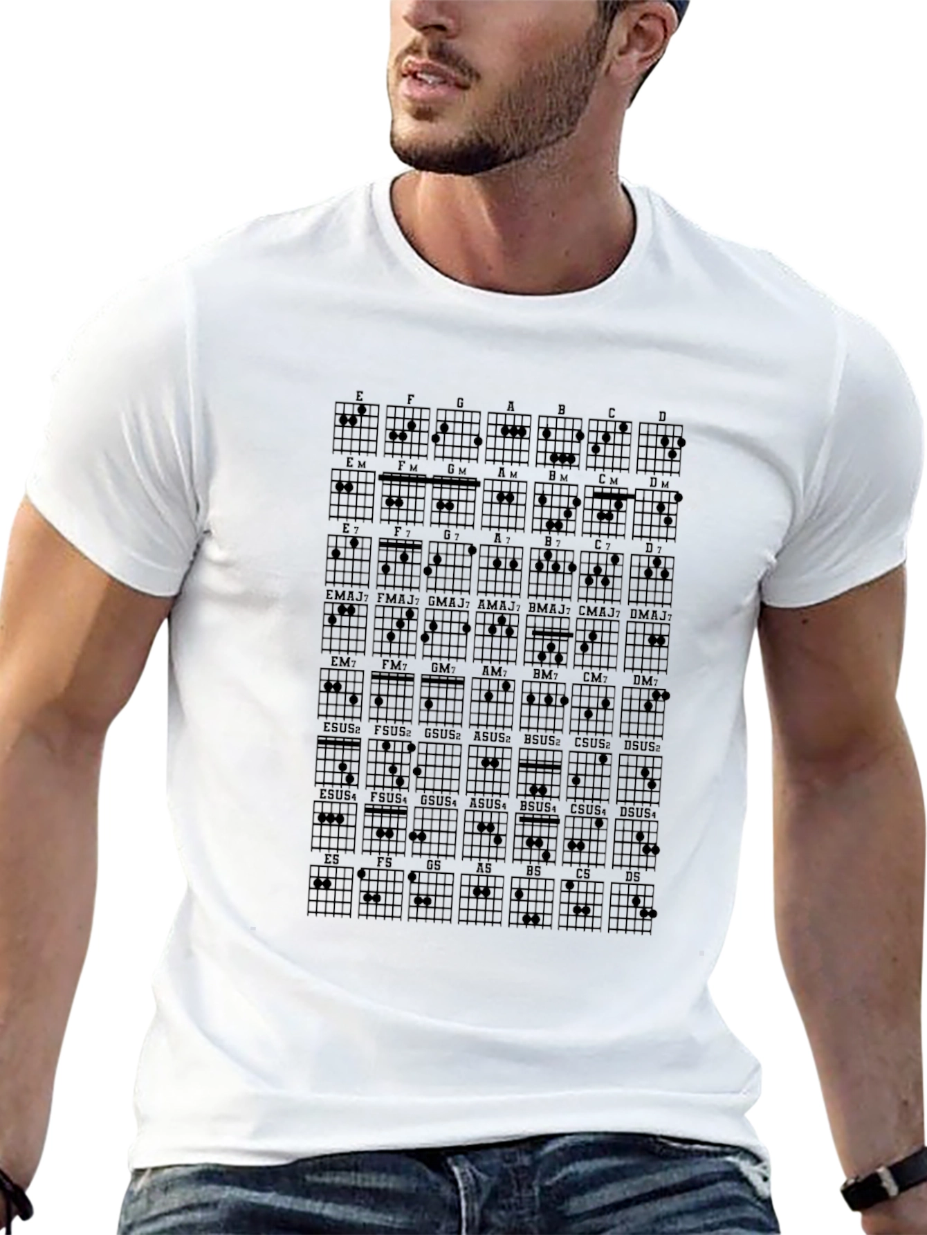 Guitar Chord Chart Graphic T-Shirt - Musician Tee