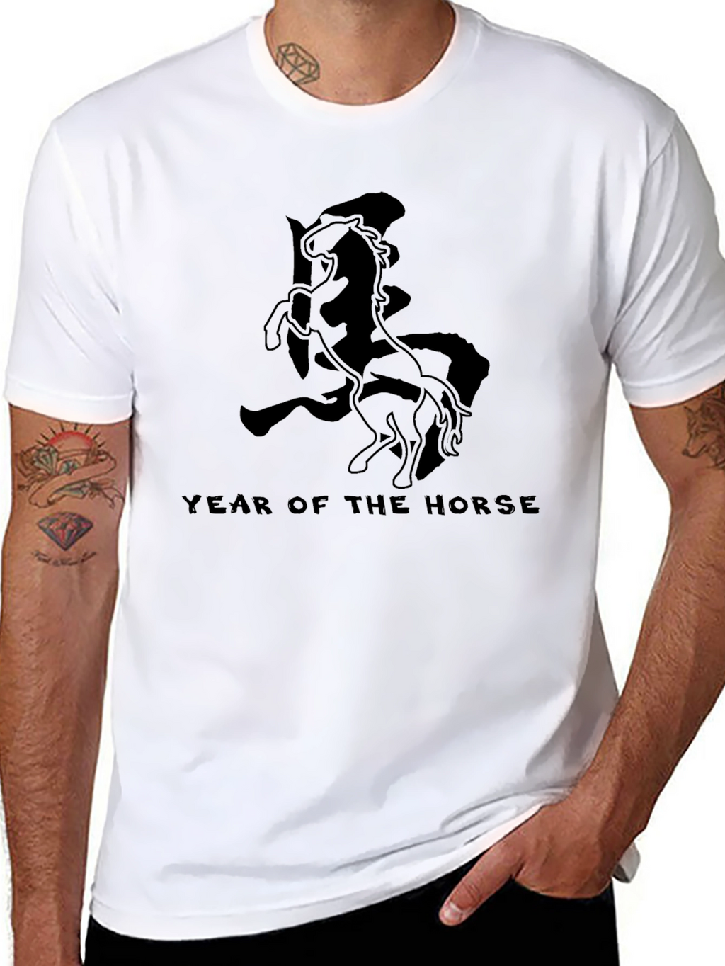 Year of the Horse Graphic Black T-Shirt