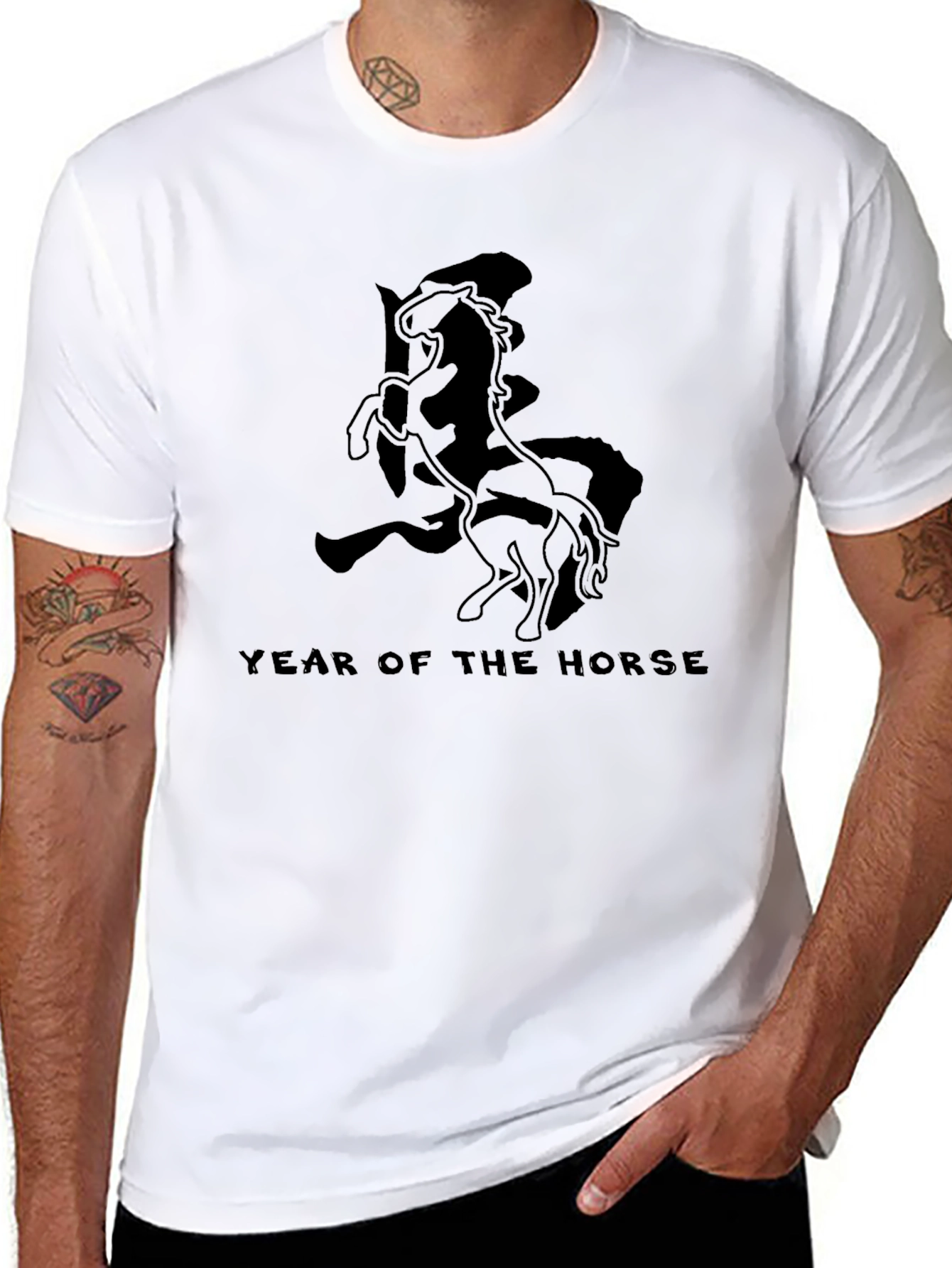 Year of the Horse Graphic Black T-Shirt