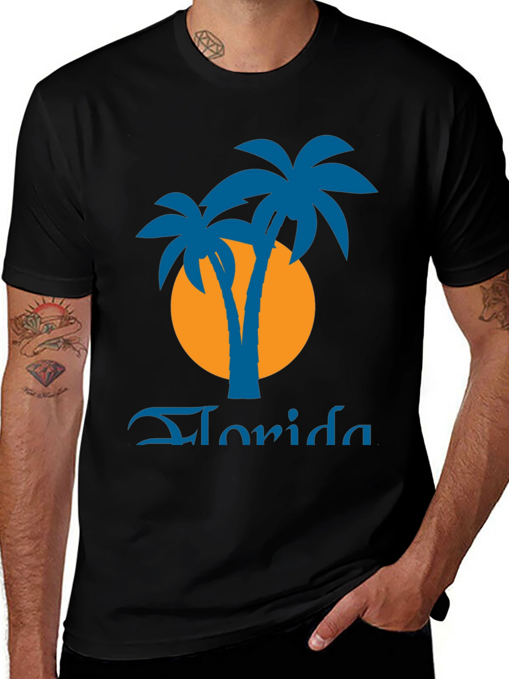 Florida Palms Graphic Tee - Black Tropical Shirt