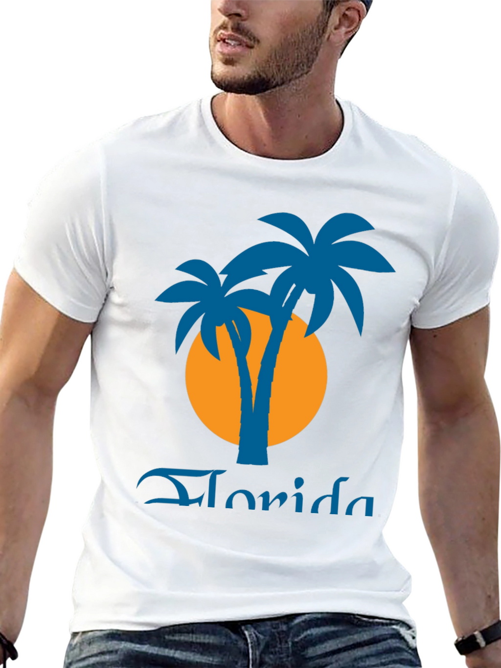 Florida Palms Graphic Tee - Black Tropical Shirt