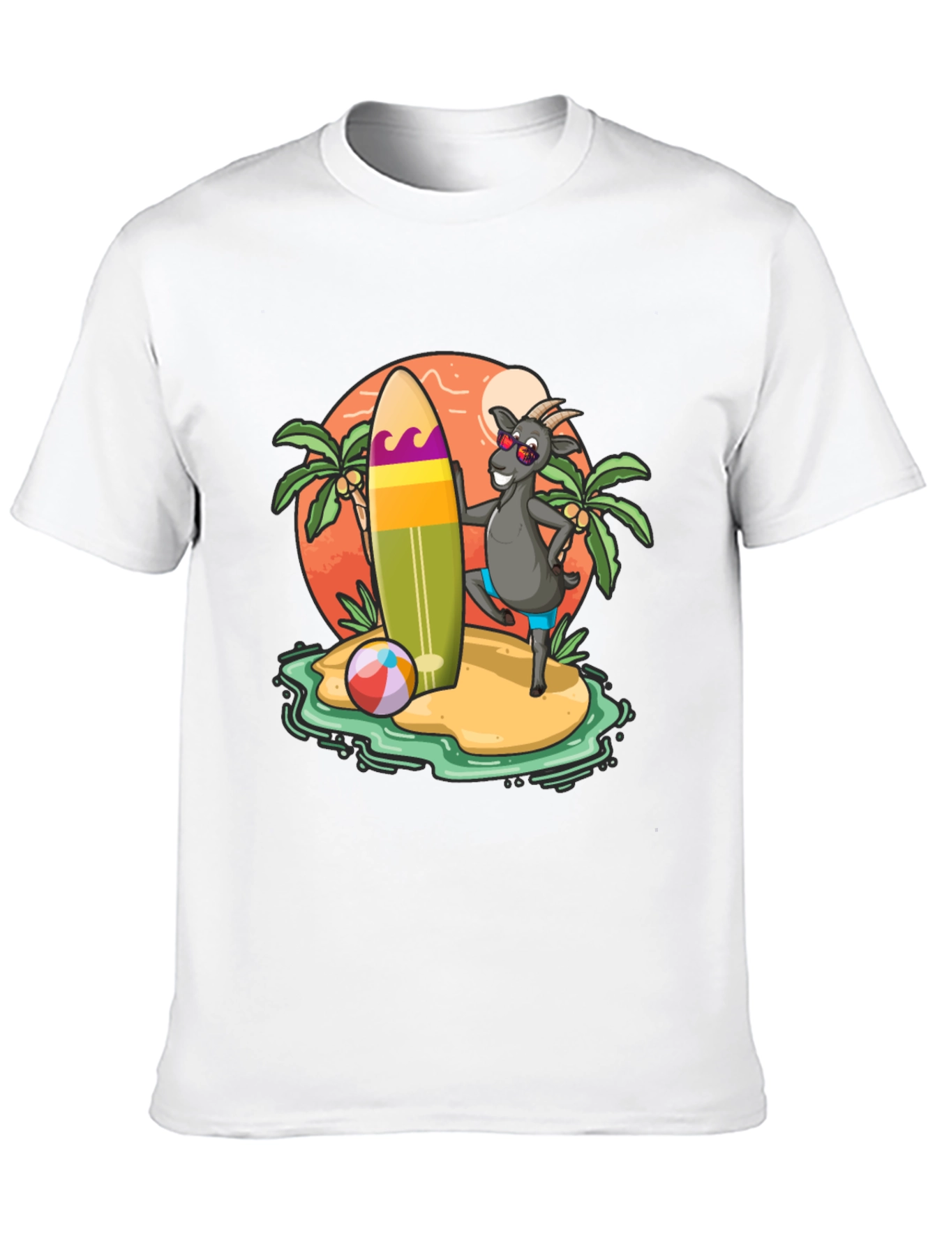 Surfing Goat T-Shirt - Beach Island Style