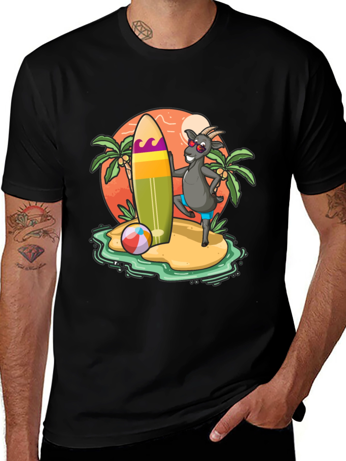 Surfing Goat T-Shirt - Beach Island Style