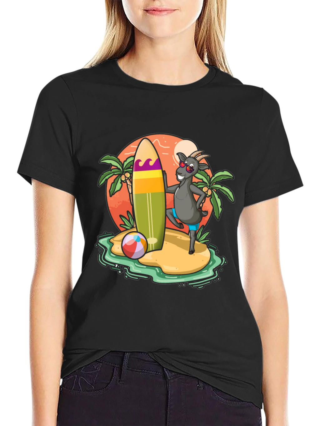 Surfing Goat T-Shirt - Beach Island Style