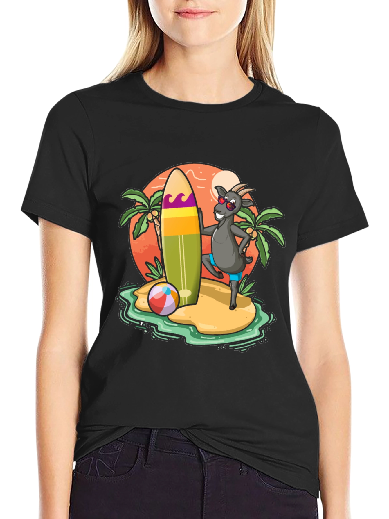 Surfing Goat T-Shirt - Beach Island Style